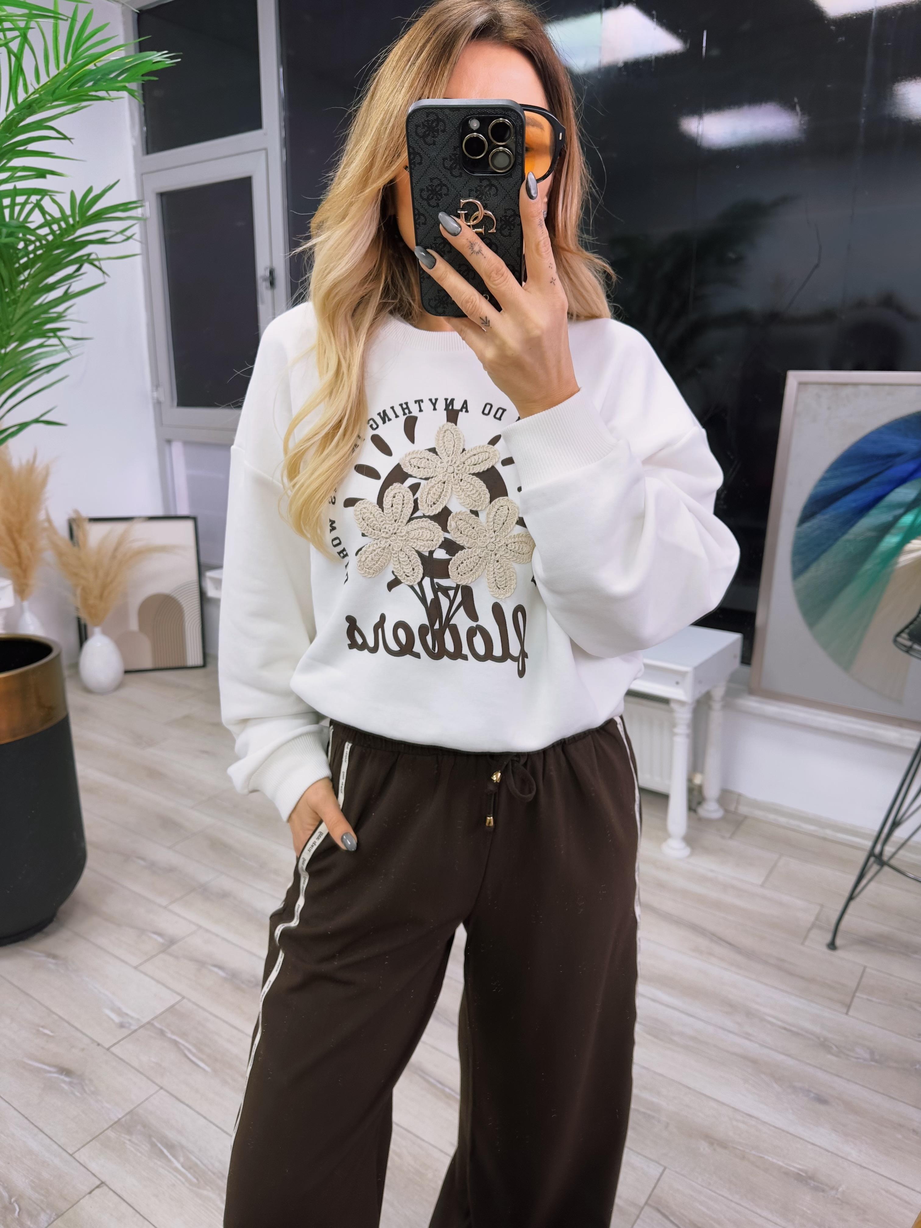 Örgü Detaylı Üç İplik Sweat