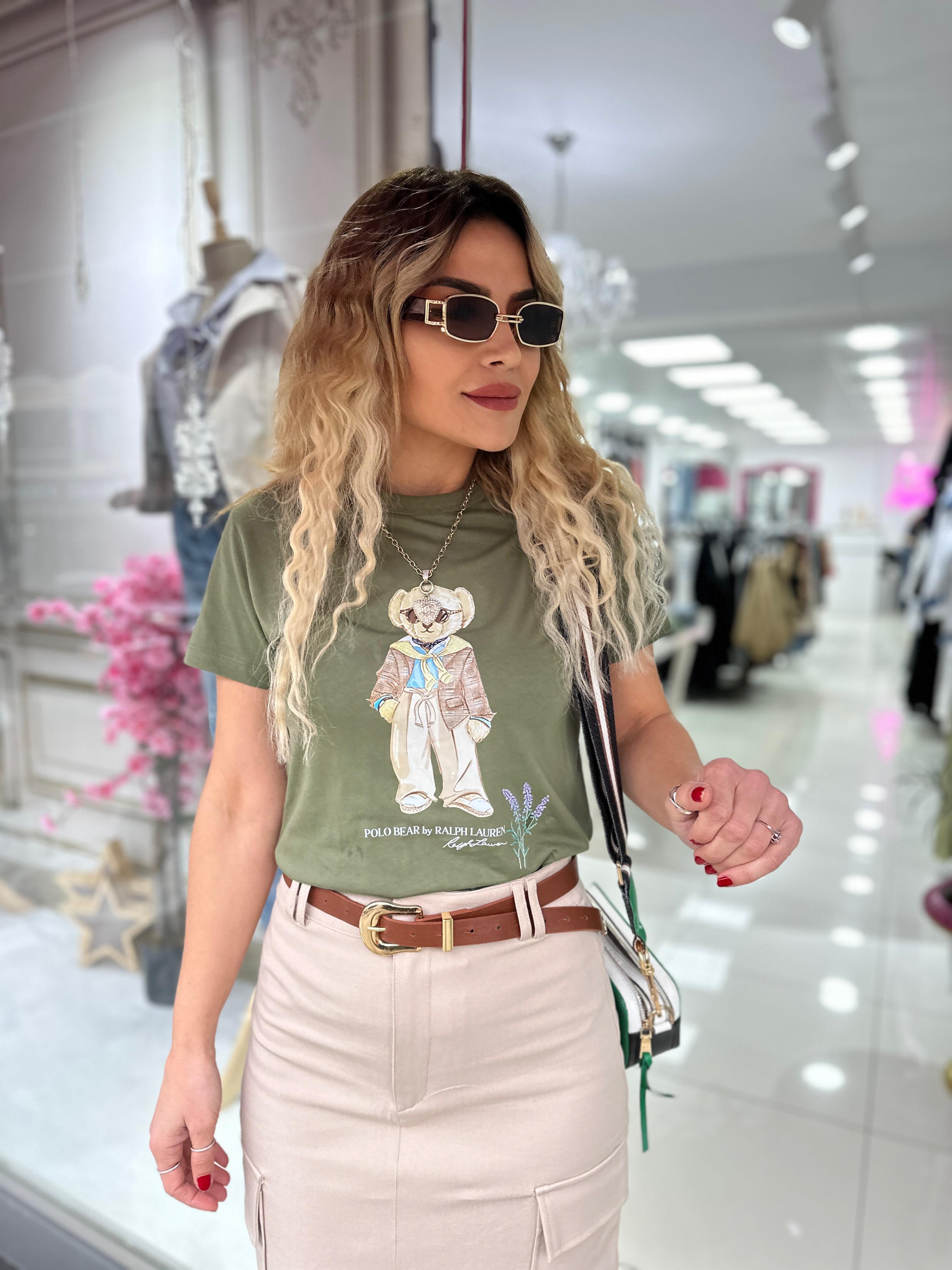 Orj Haki Baskı Detay Tshirt