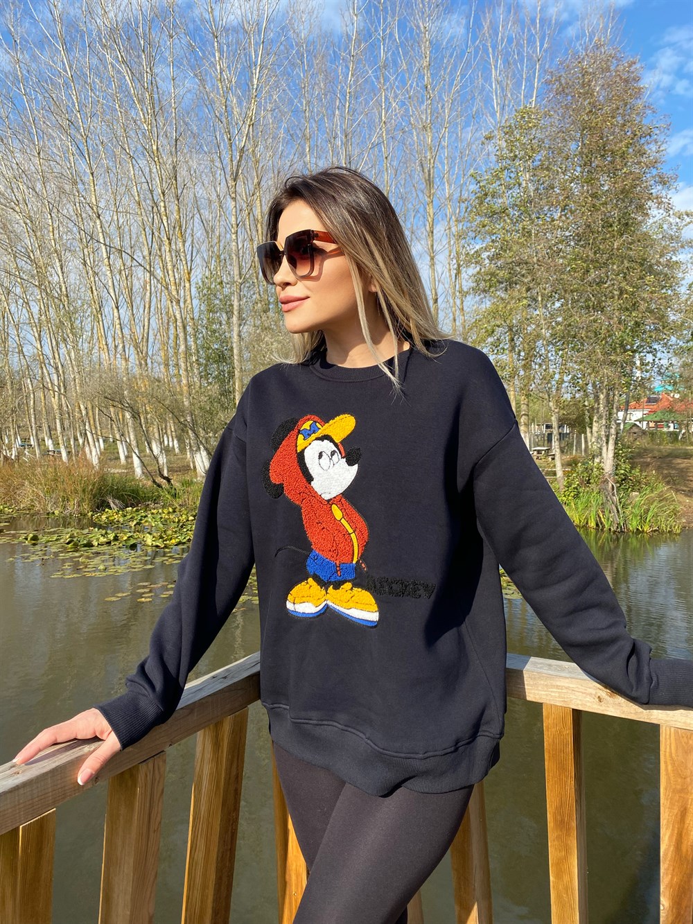 ORJ Mickey Nakış Siyah Sweat