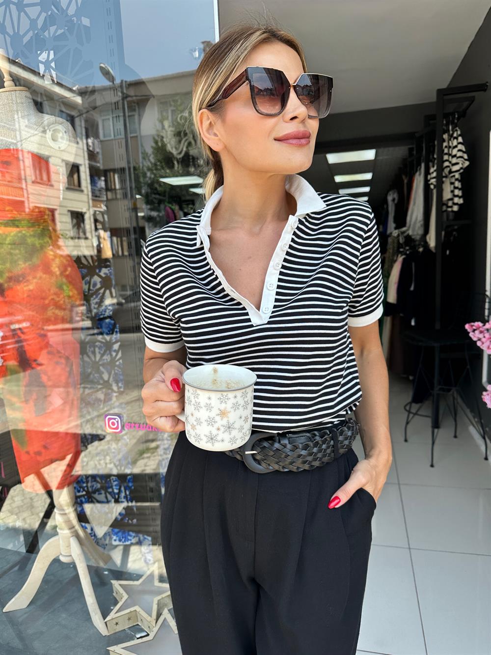 ORJ MS Siyah Çizgili Polo Yaka Tshirt