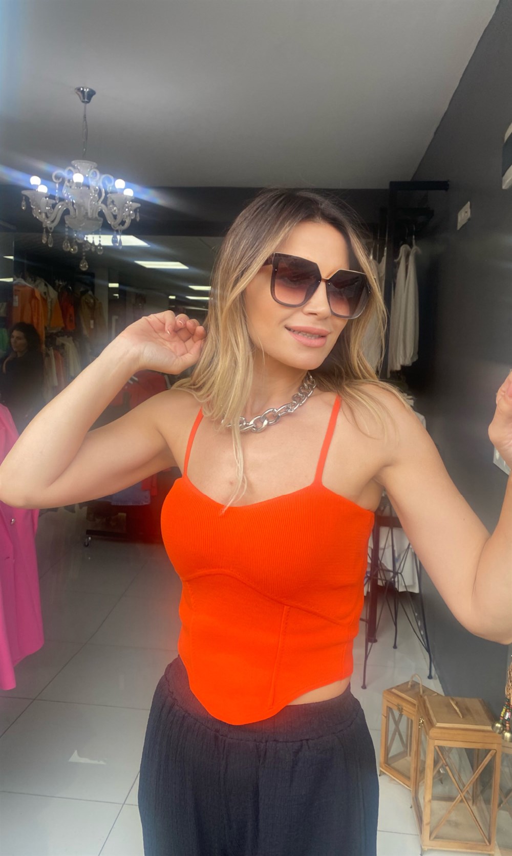 ORJ Turuncu Askılı Crop