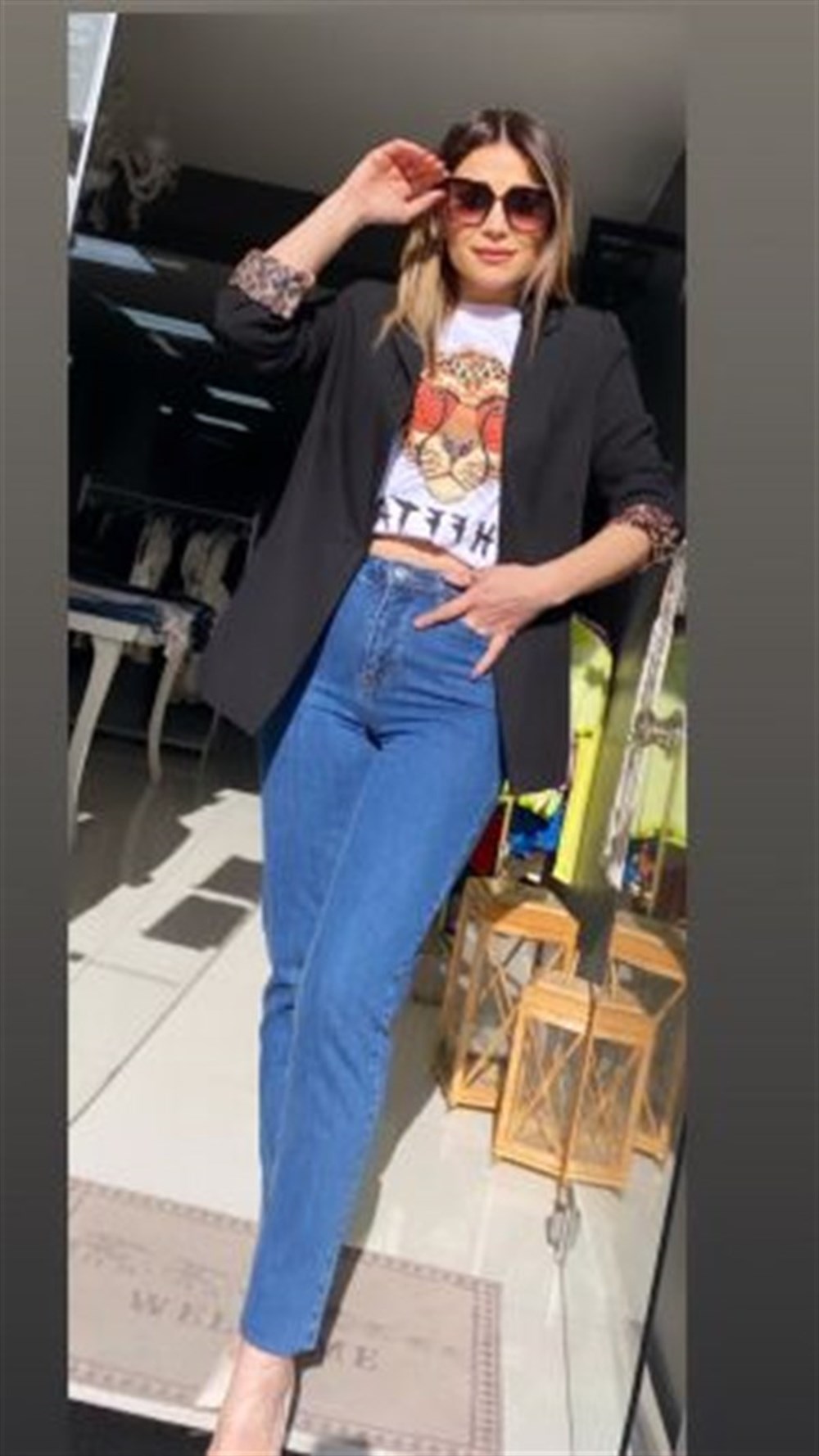 PİK SİYAH LEOPAR ASTAR BLAZER CEKET