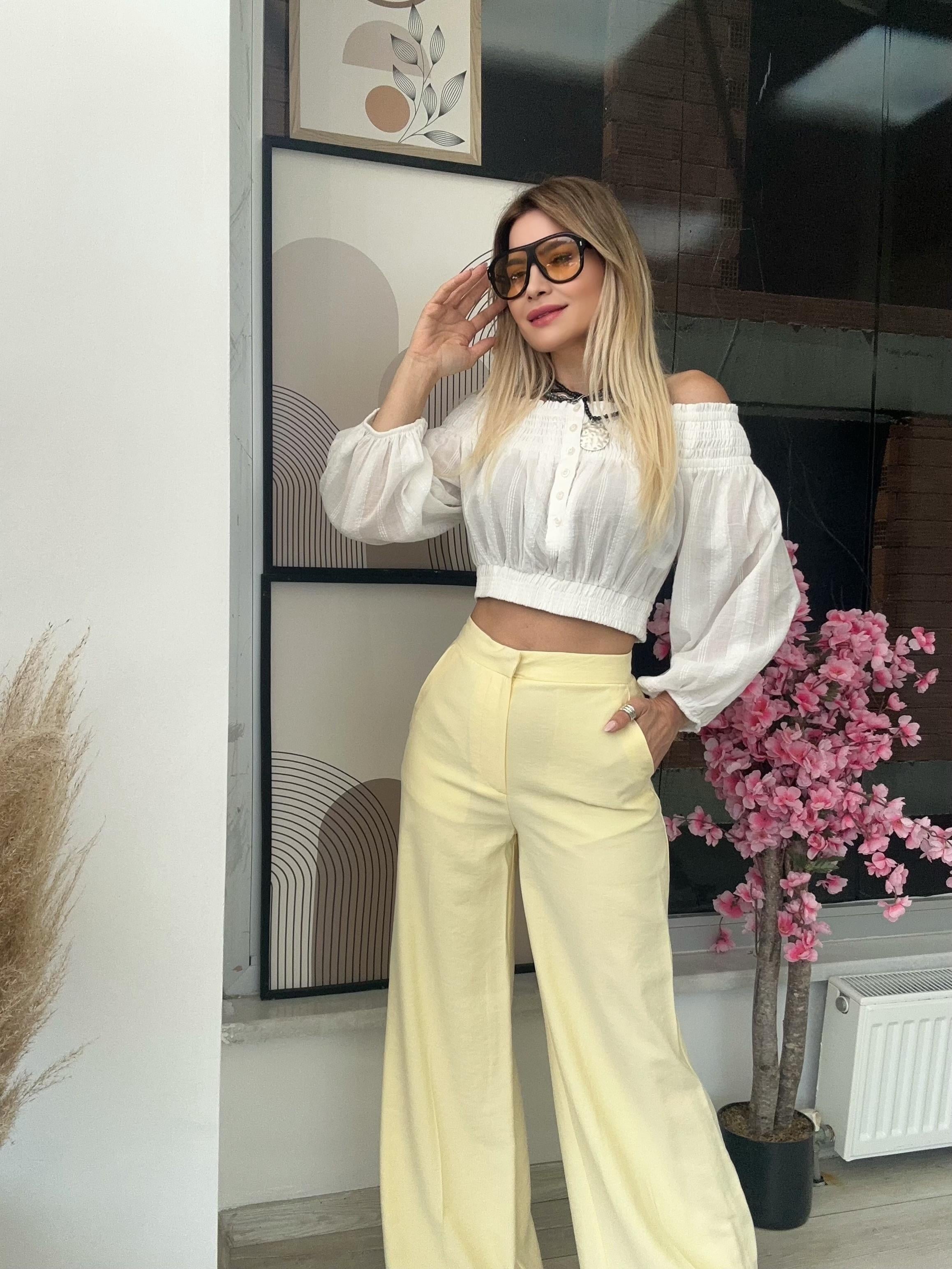 Sarı Tensel Modal Pantolon