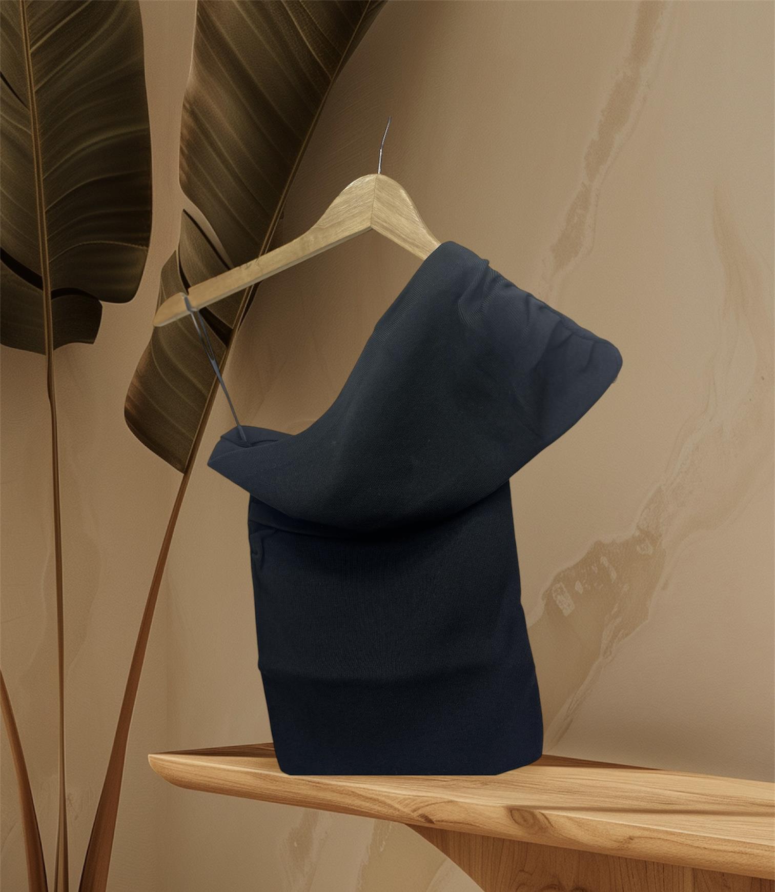 Siyah Asimetrik Triko Bluz