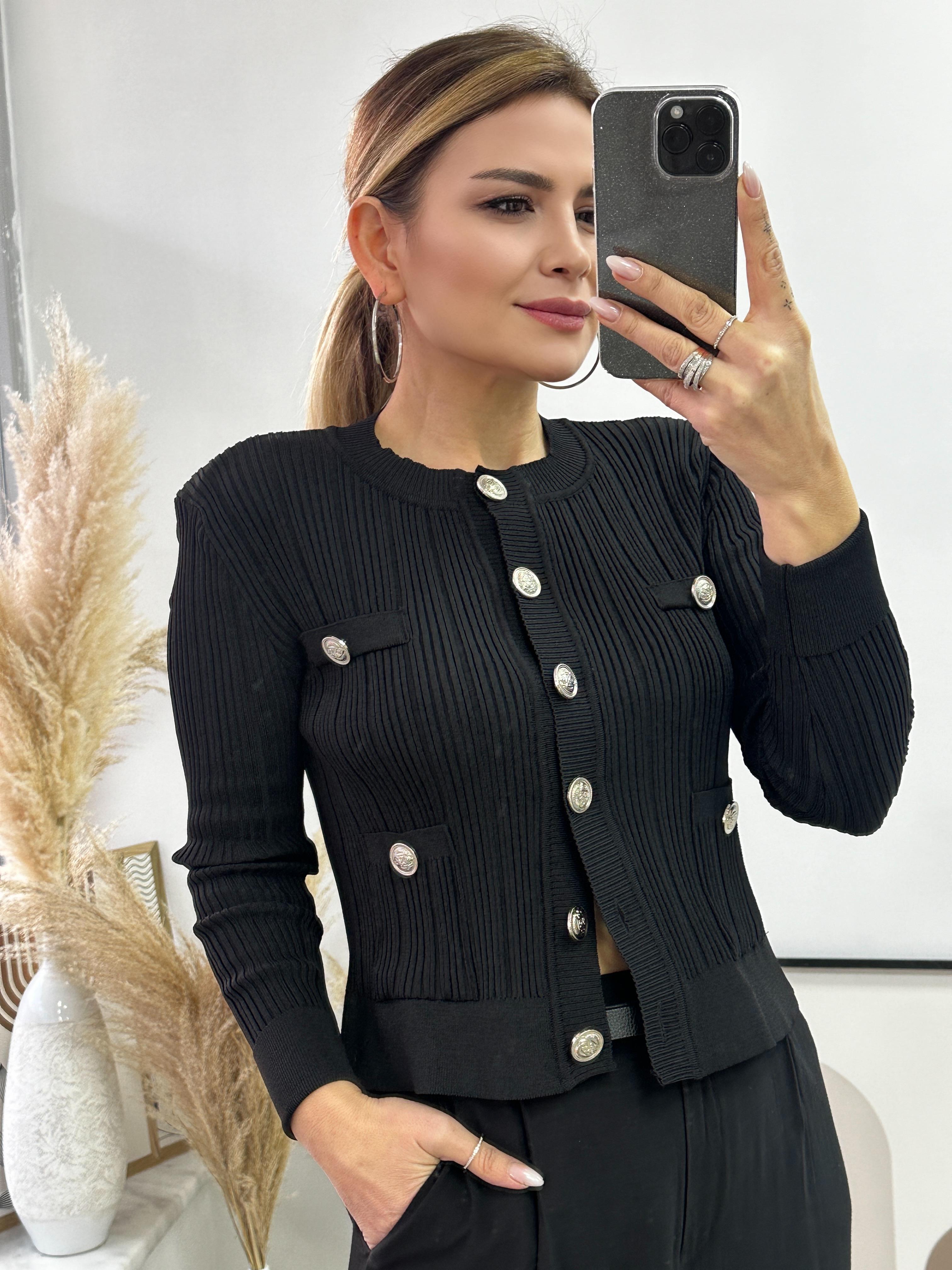 Siyah Düğmeli Çelik Tirko Hırka