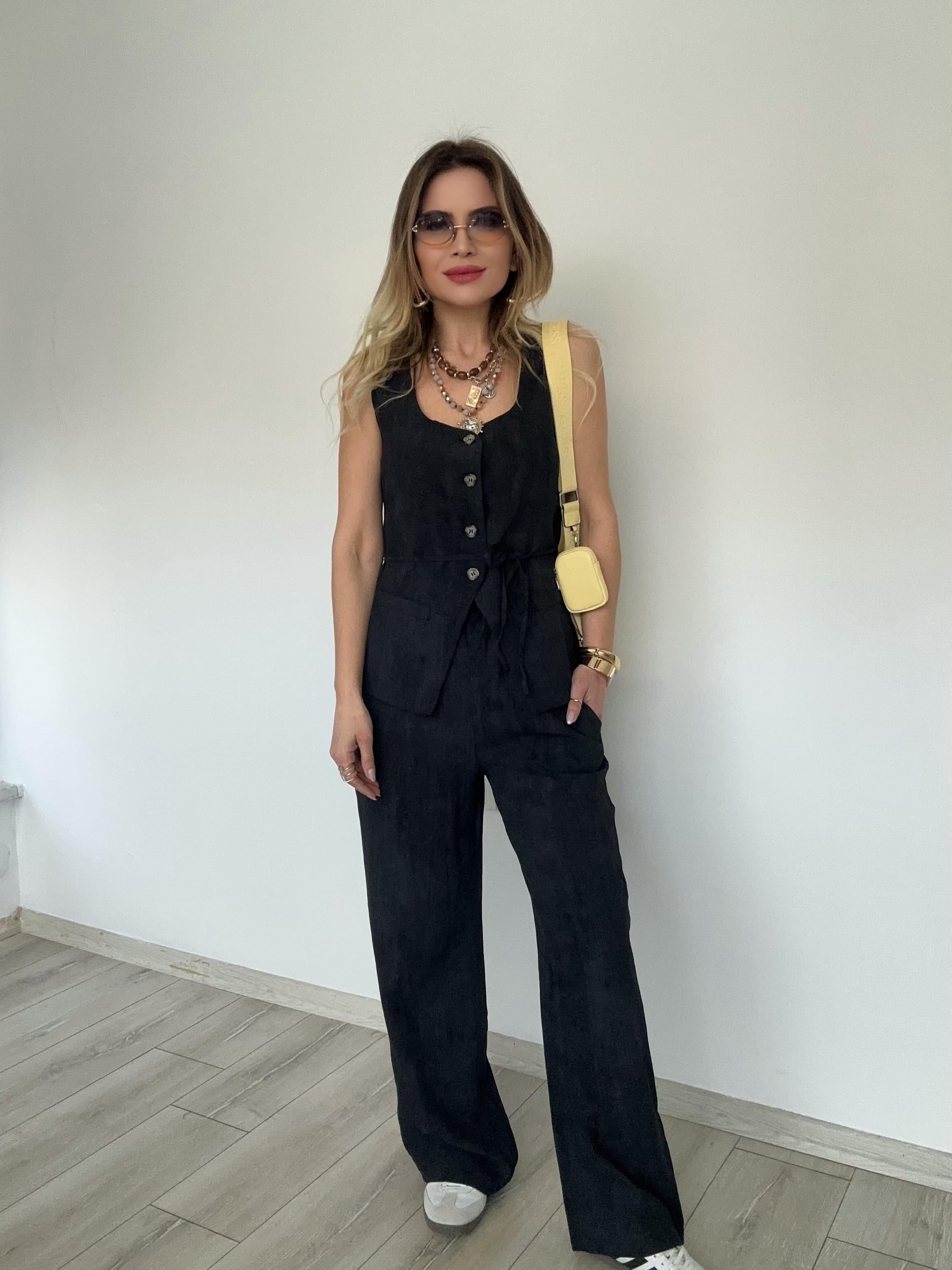 Siyah Tensel Yelekli Takım 