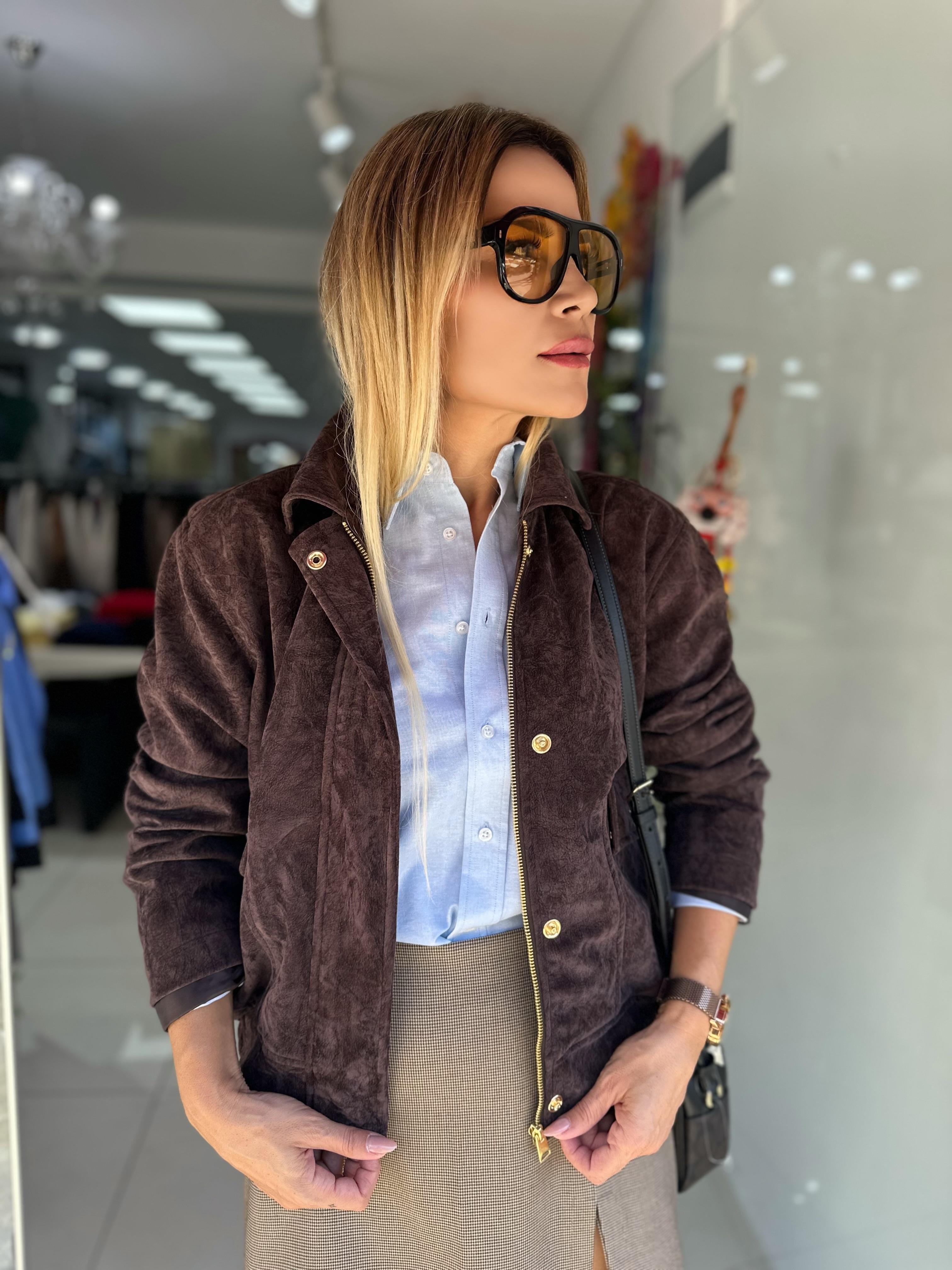 Süet Acı Kahve Bomber Ceket