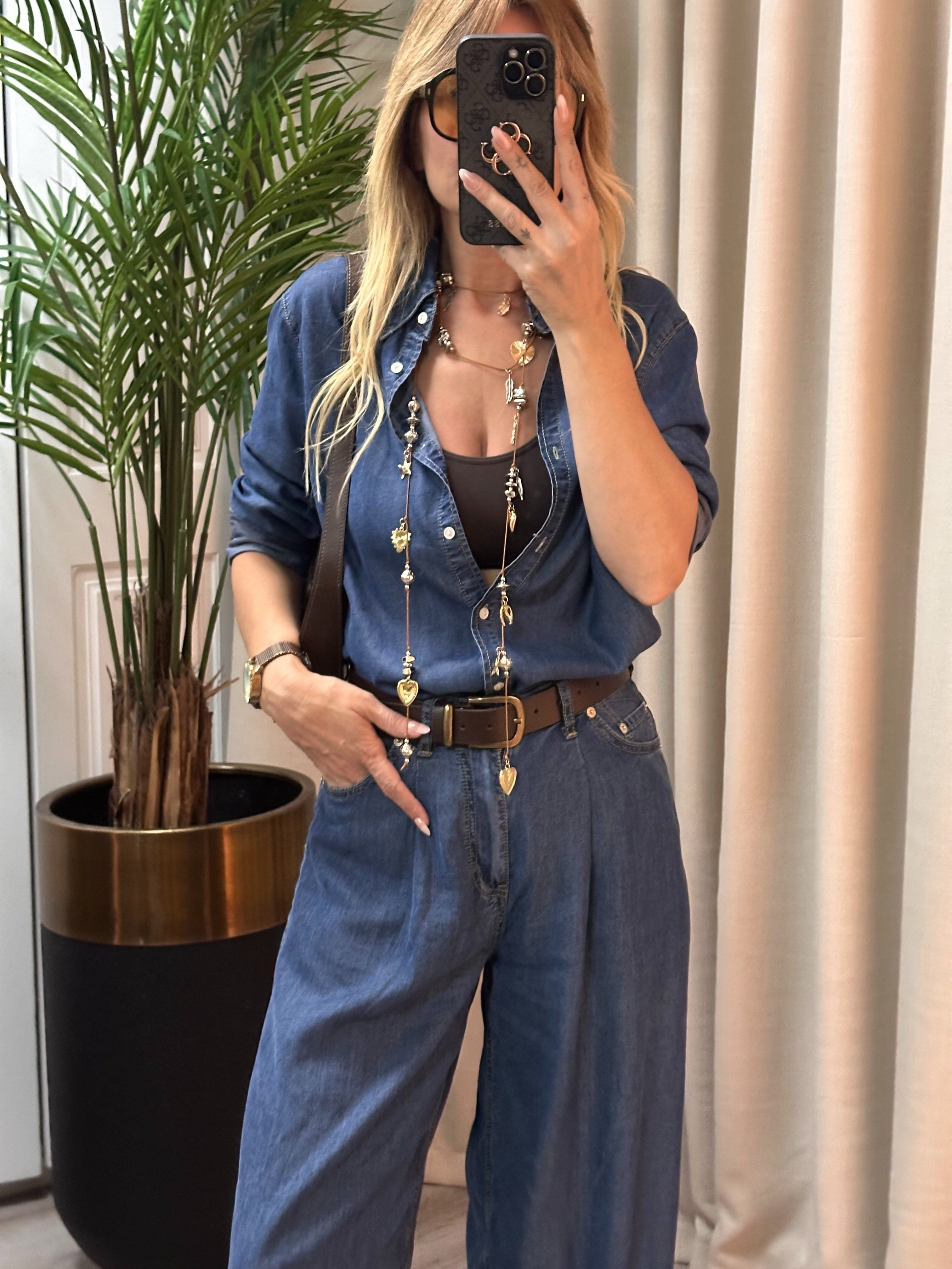 Tensel Kumaş Denim Gömlek