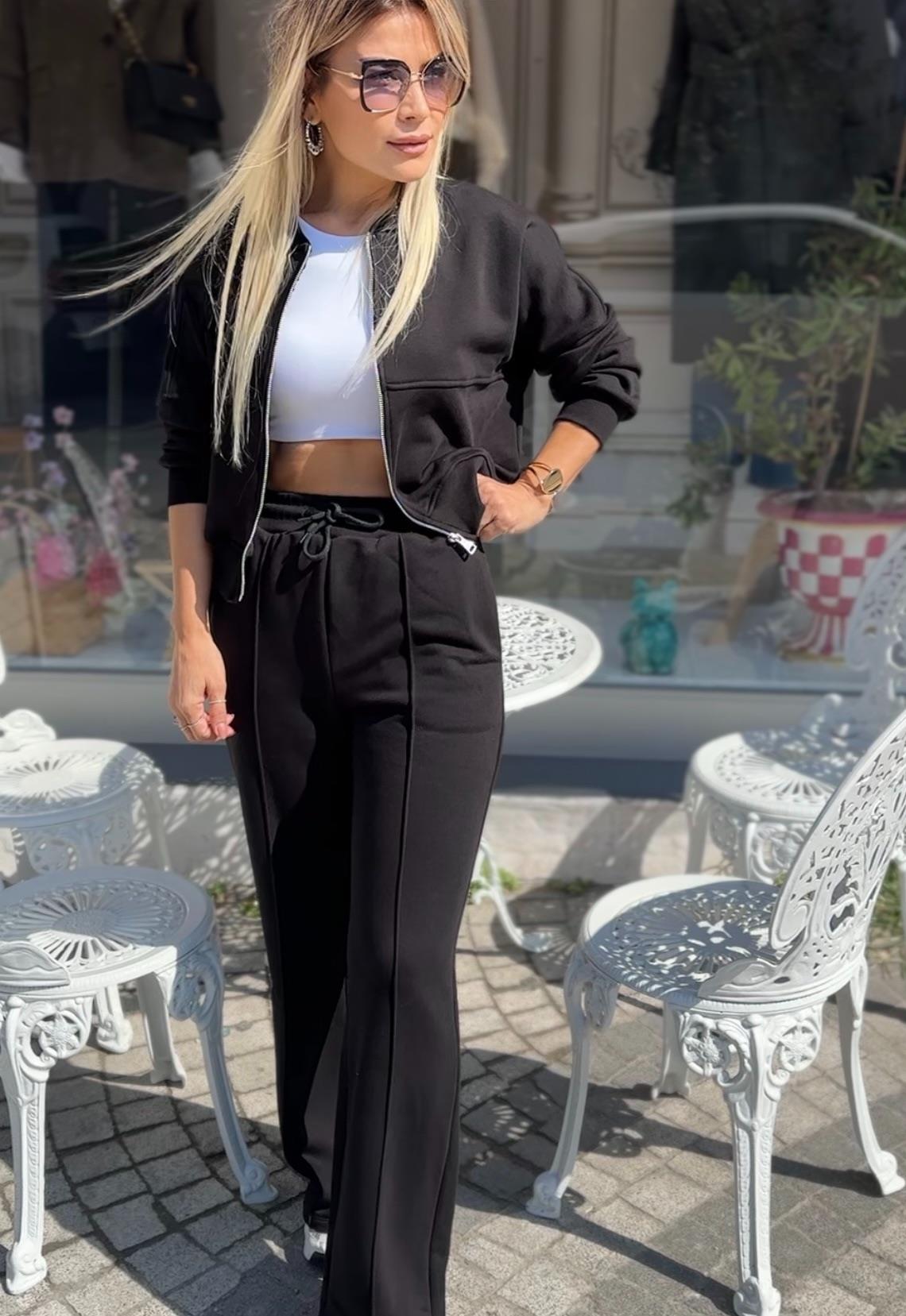 ZR Siyah Bomber Hırka Eşofman Takım 