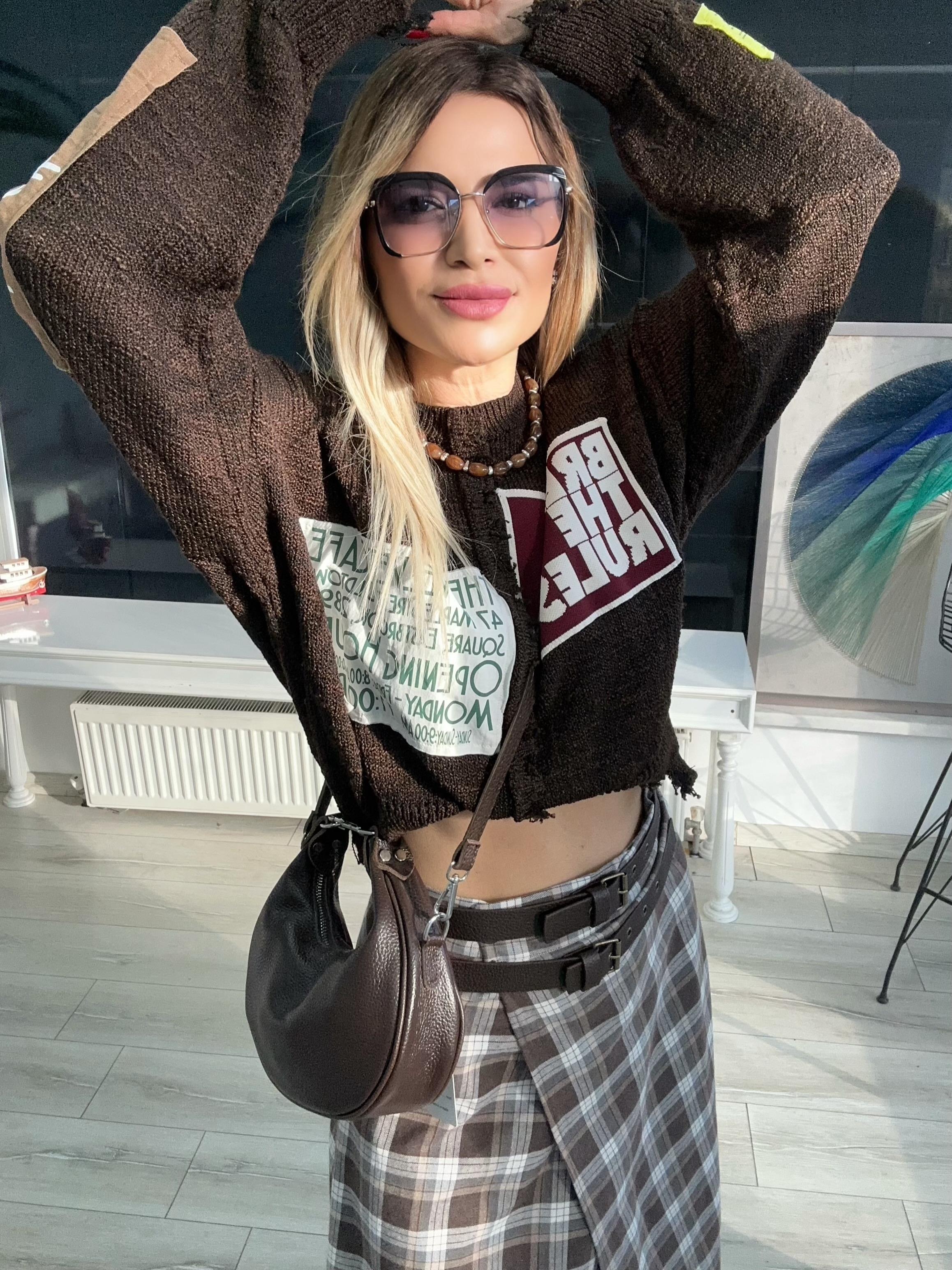 Acı Kahve Slogan Jakarlı Triko