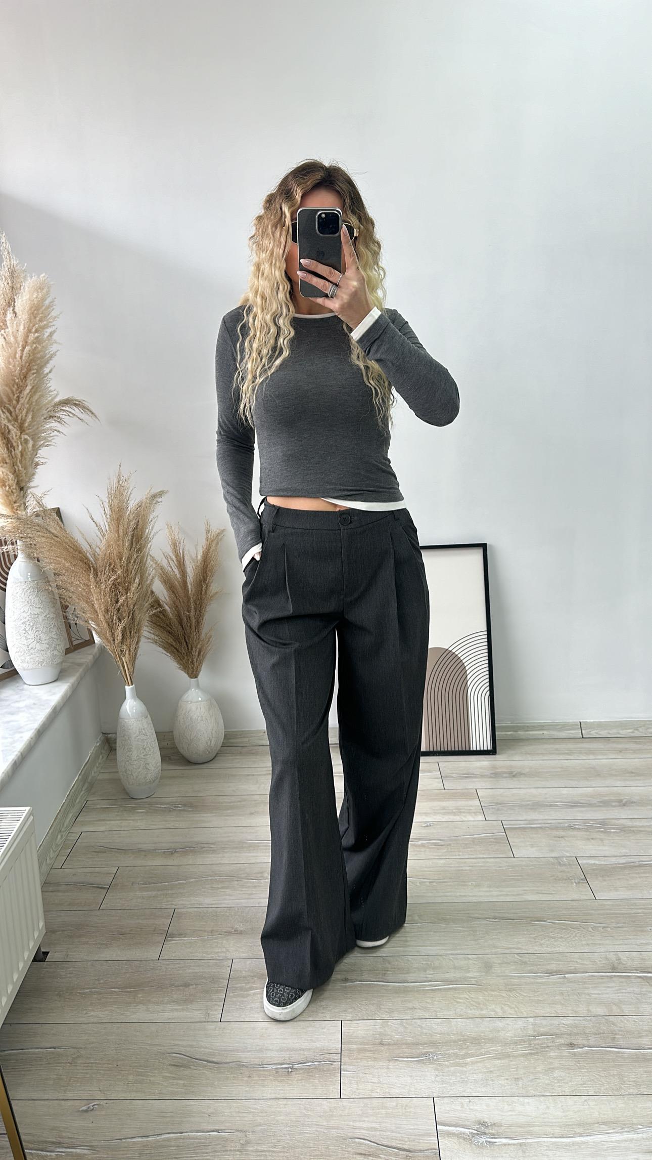 Antrasit Çift Pilili Pantolon 