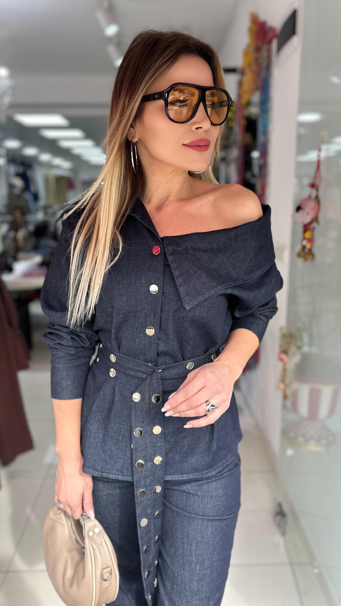 Asimetrik Denim Takım 