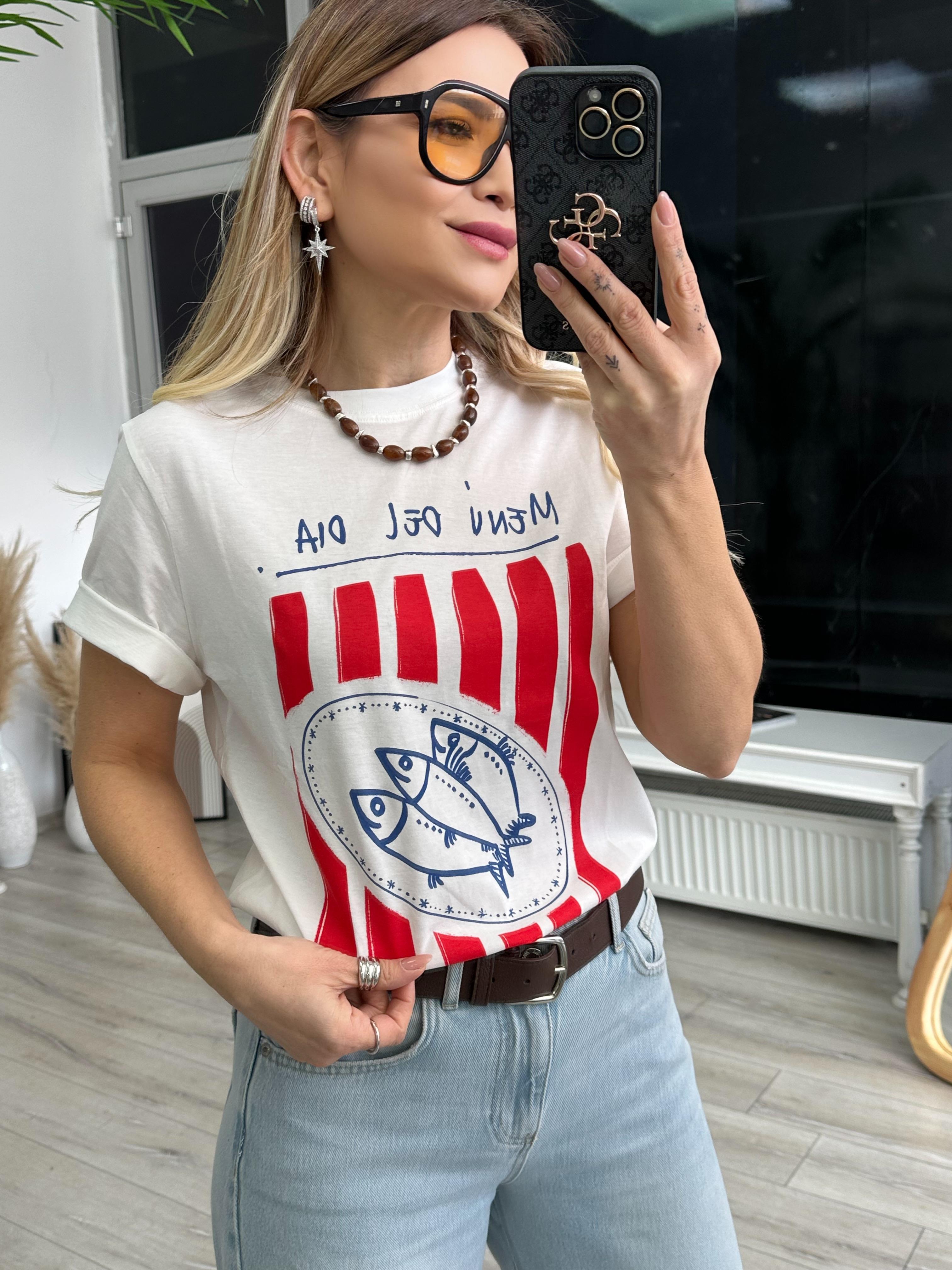 Baskılı Beyaz Tşhirt 