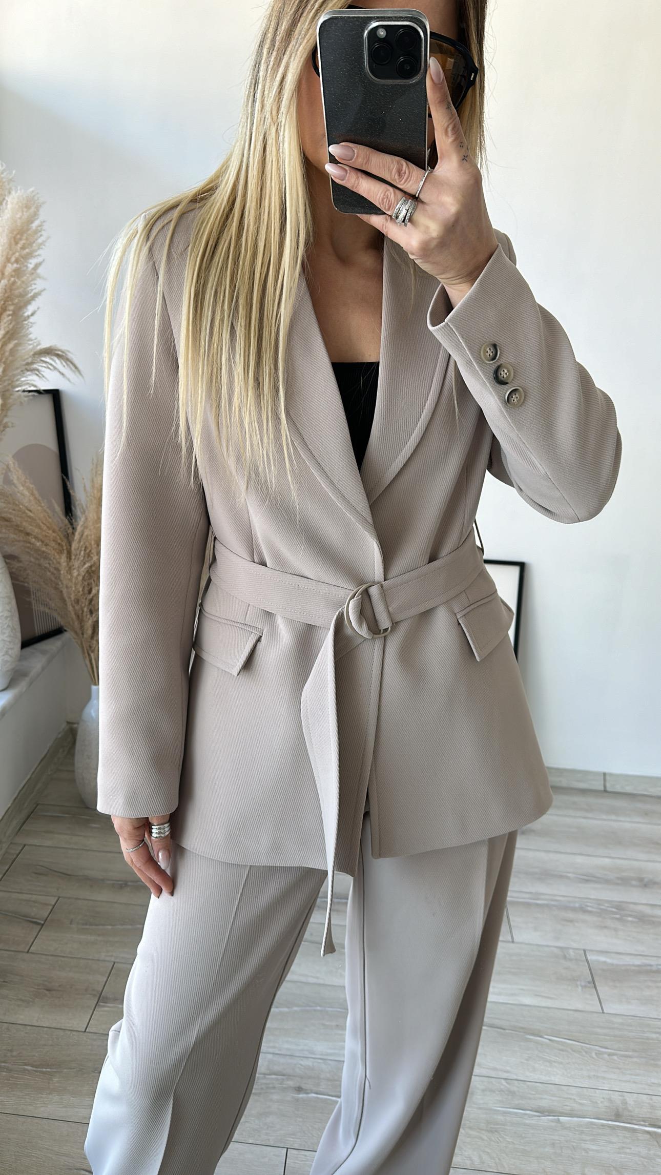 Bej Blazer Ceket Pantolon Takım 