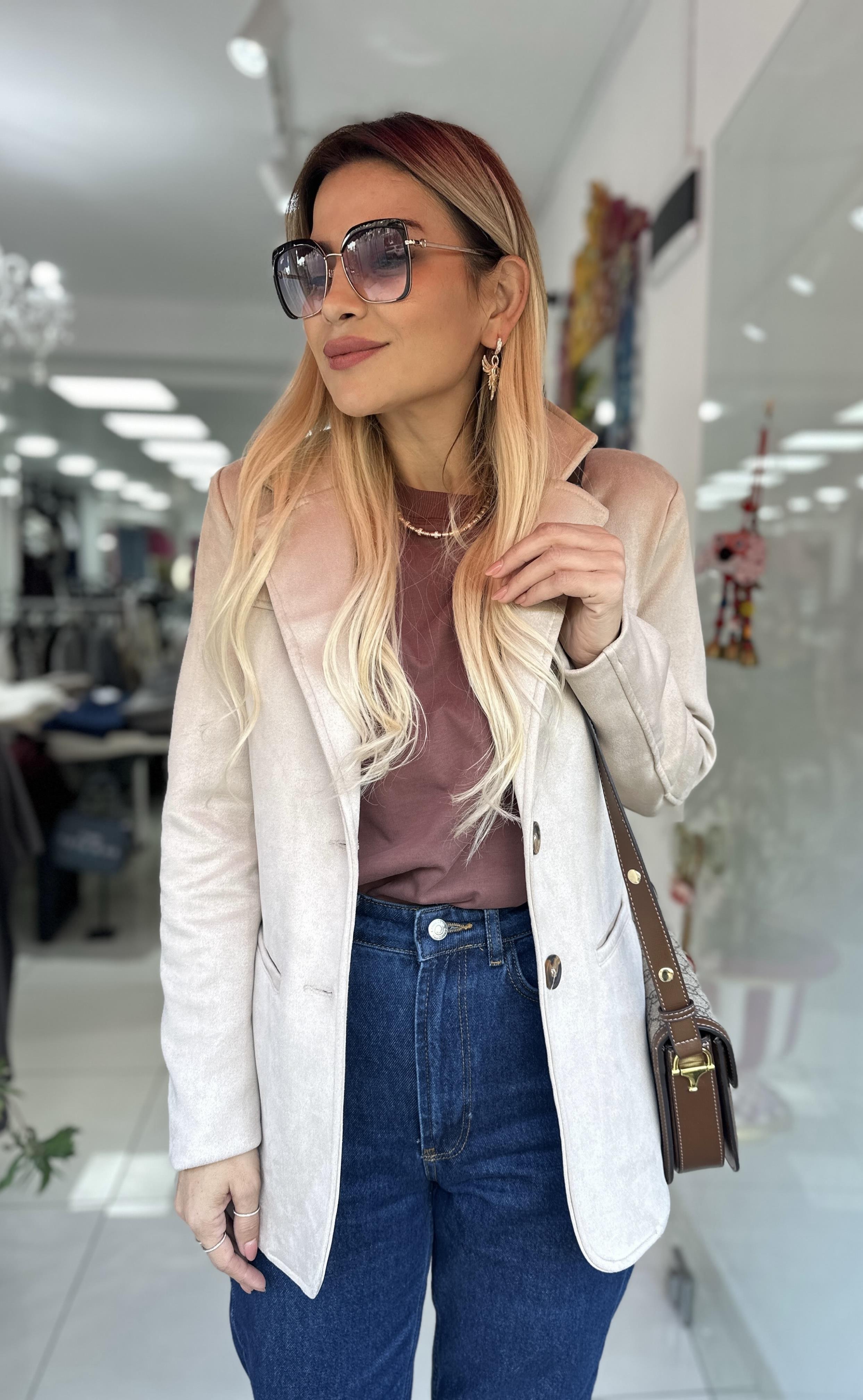 Bej Blazer Nubuk Ceket 