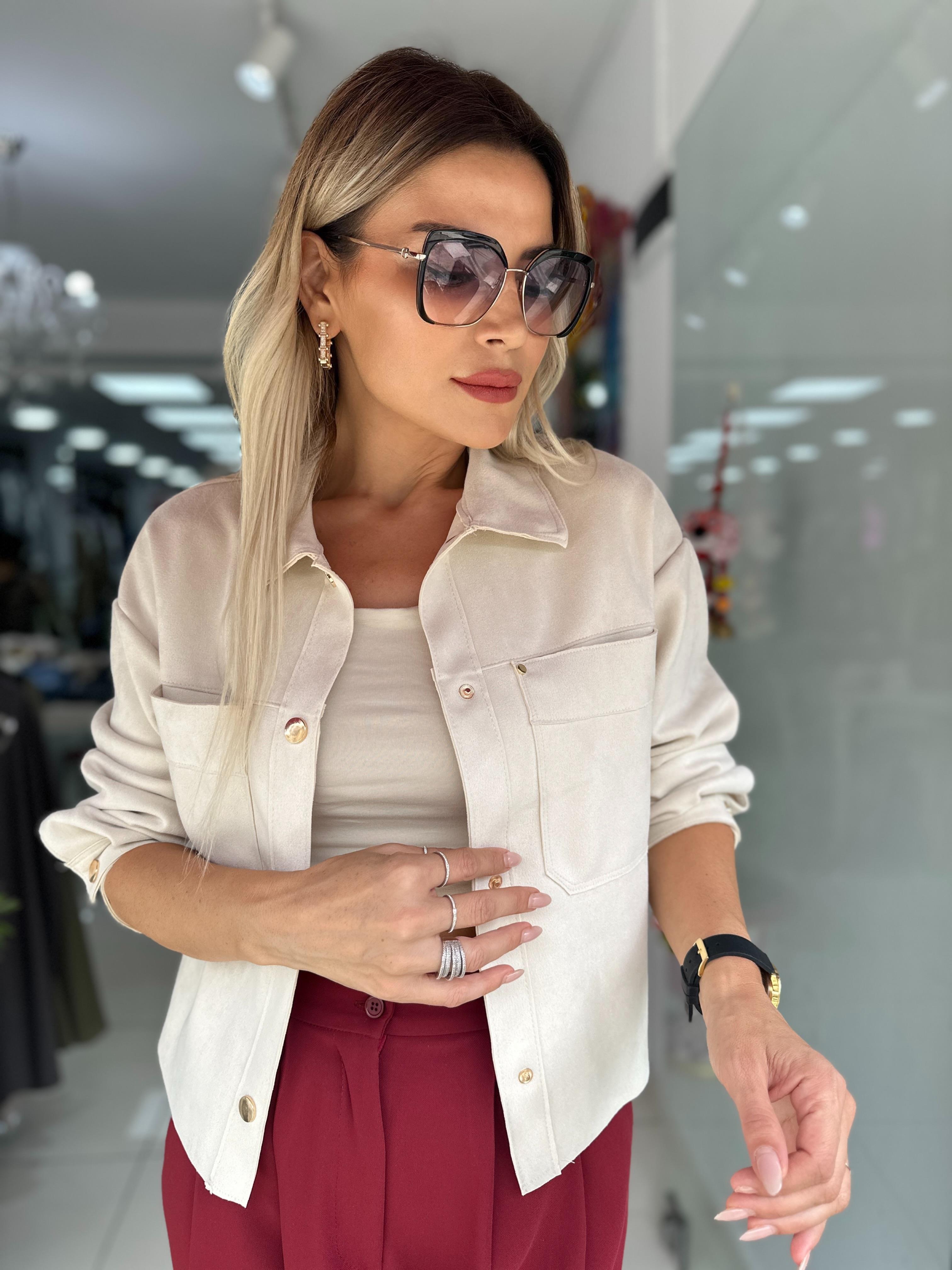 Bej Cepli Nubuk Gömlek 