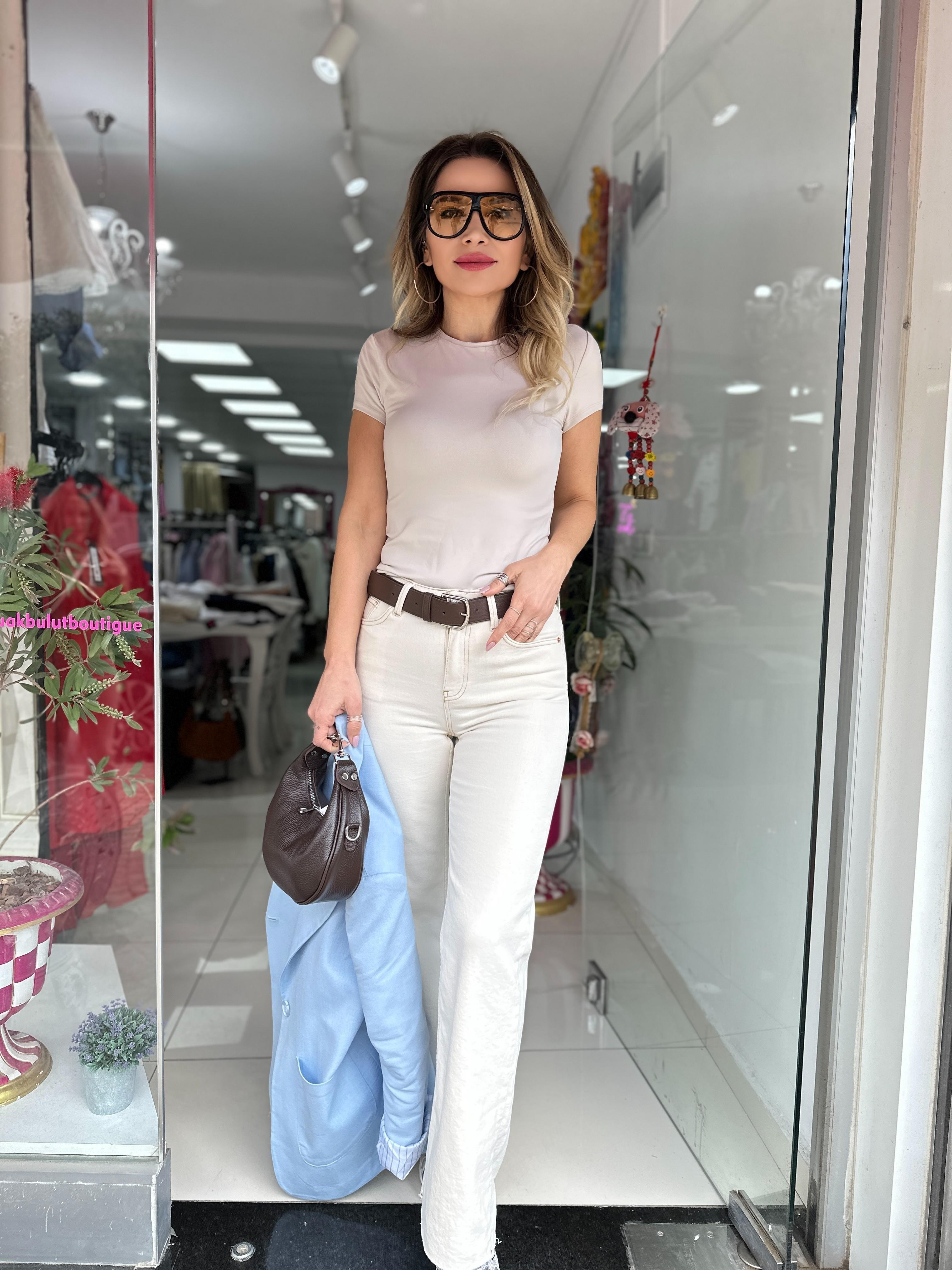 Bej Push Up Detaylı Pantolon 