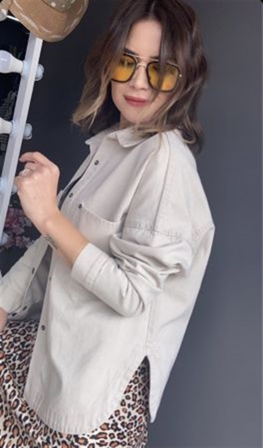 BEJ RENK JEANS GÖMLEK