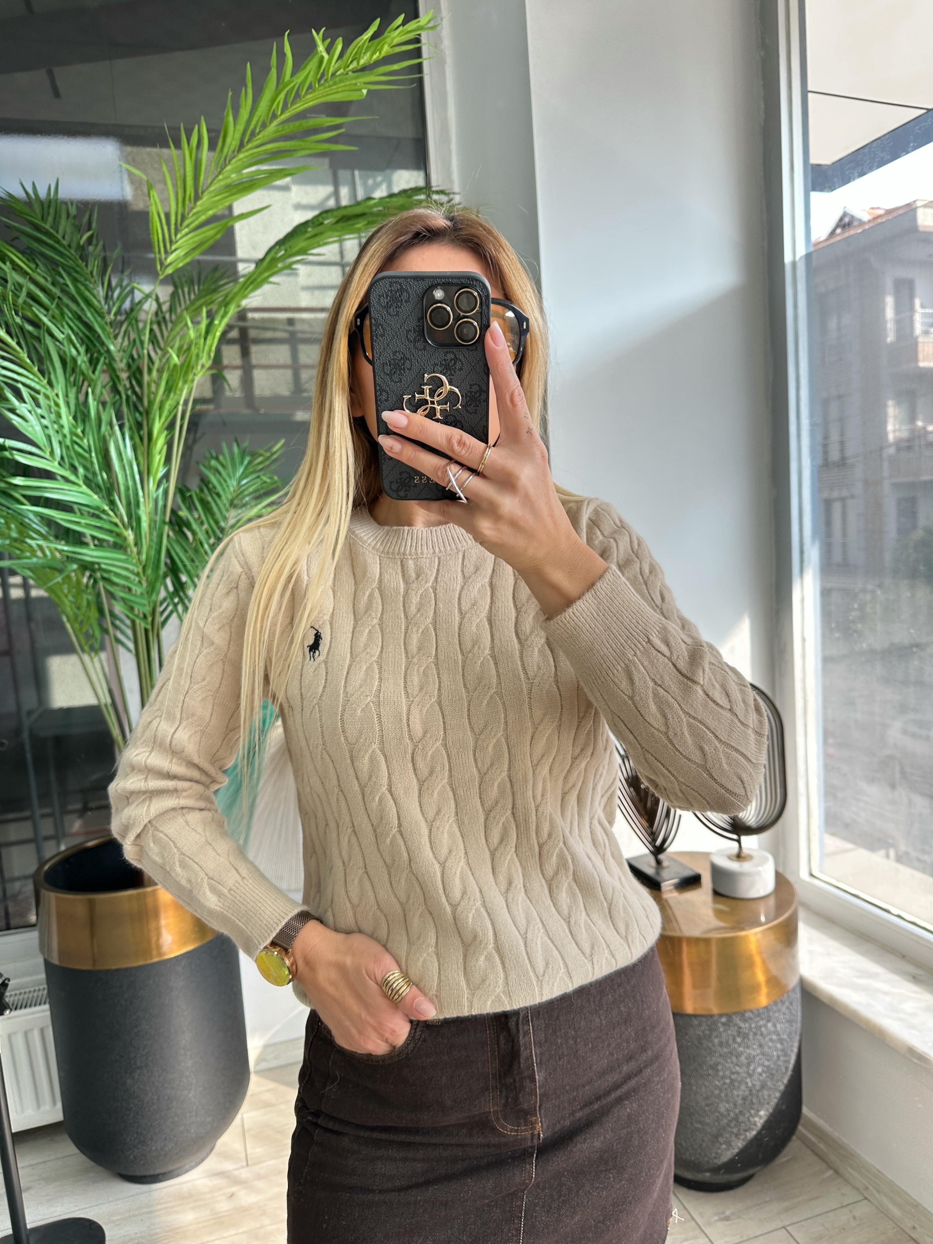 Bej Saç Örgü Triko 