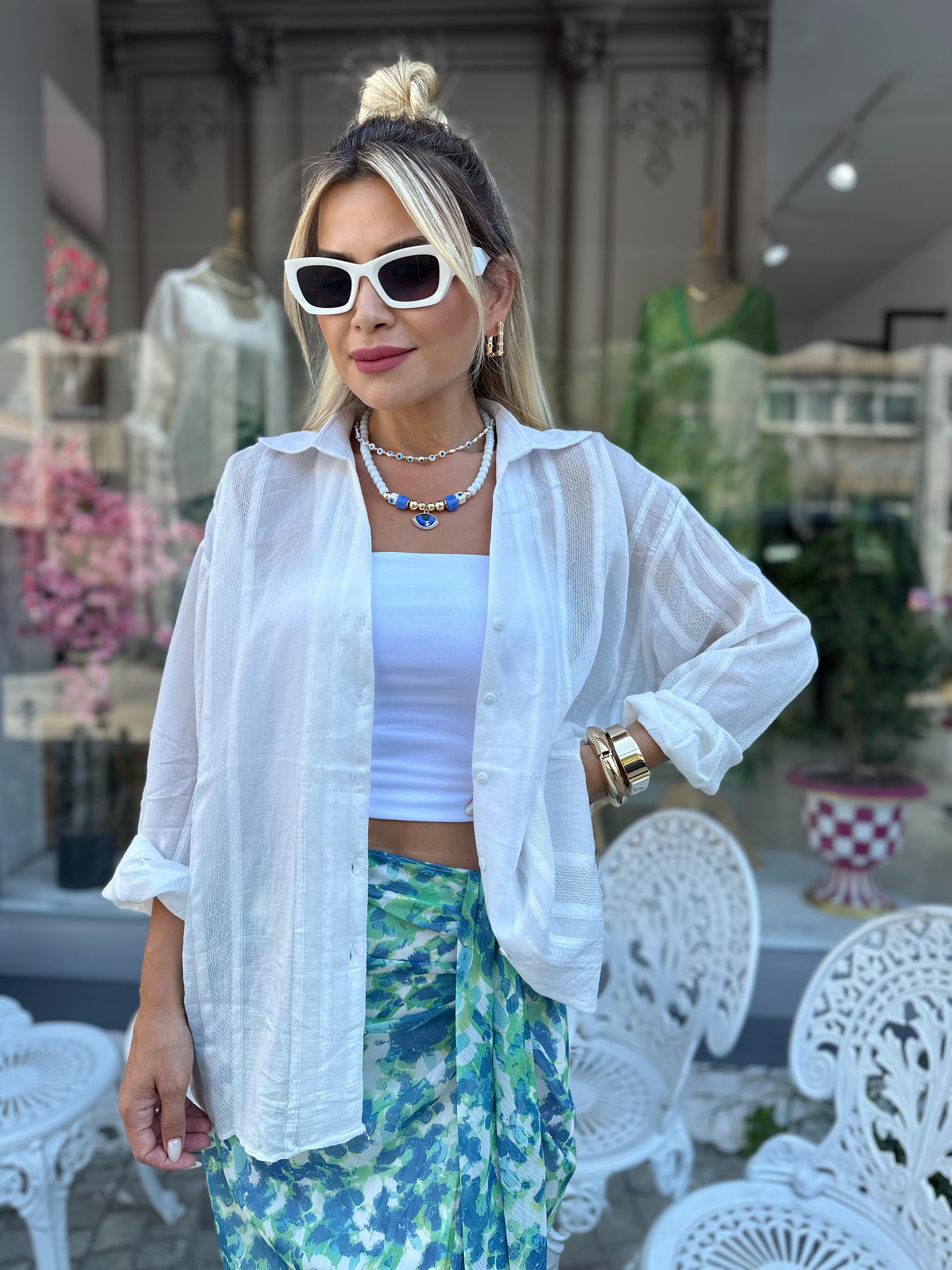 Beyaz Oversize Gömlek 