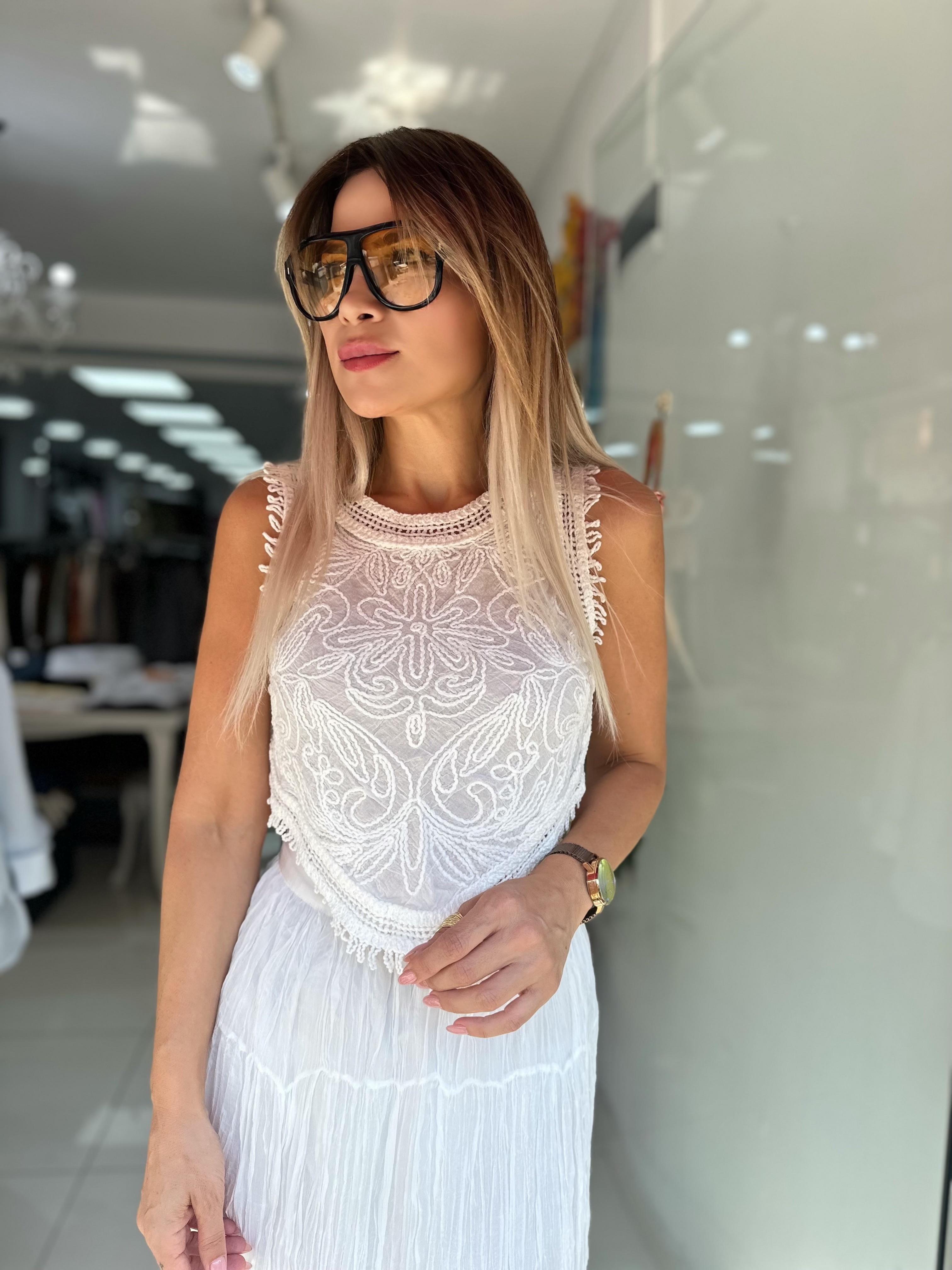 Bohem Geometrik Desenli Bluz