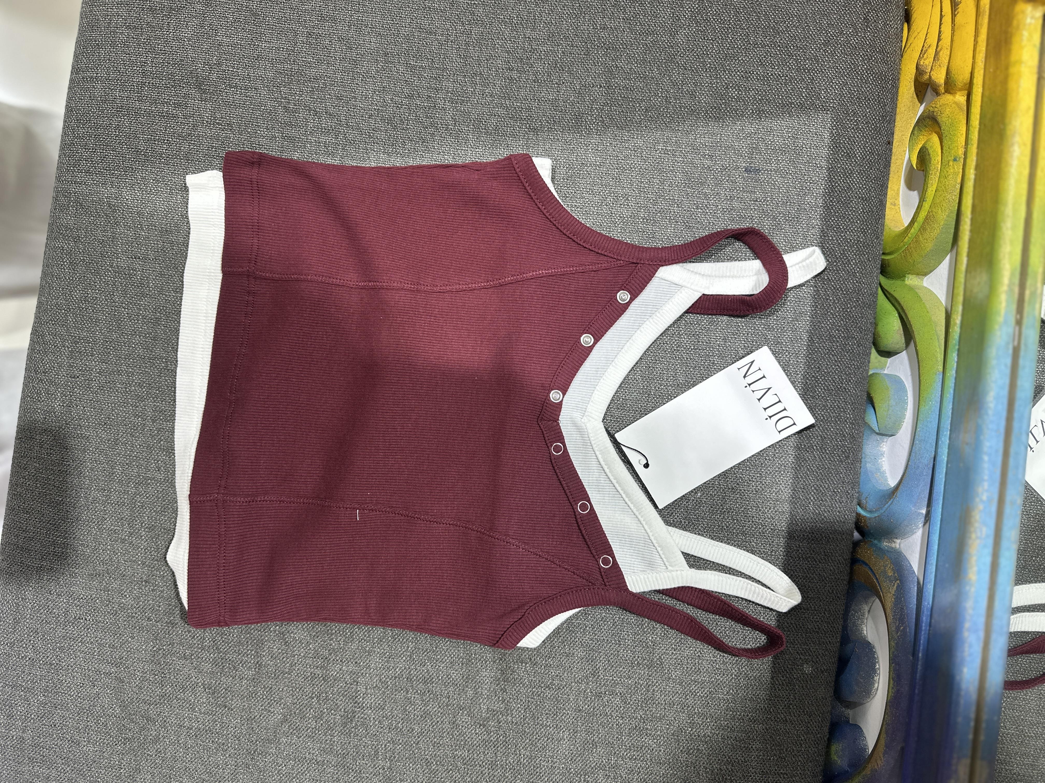 Bordo Çift Görünümlü Askılı Bluz