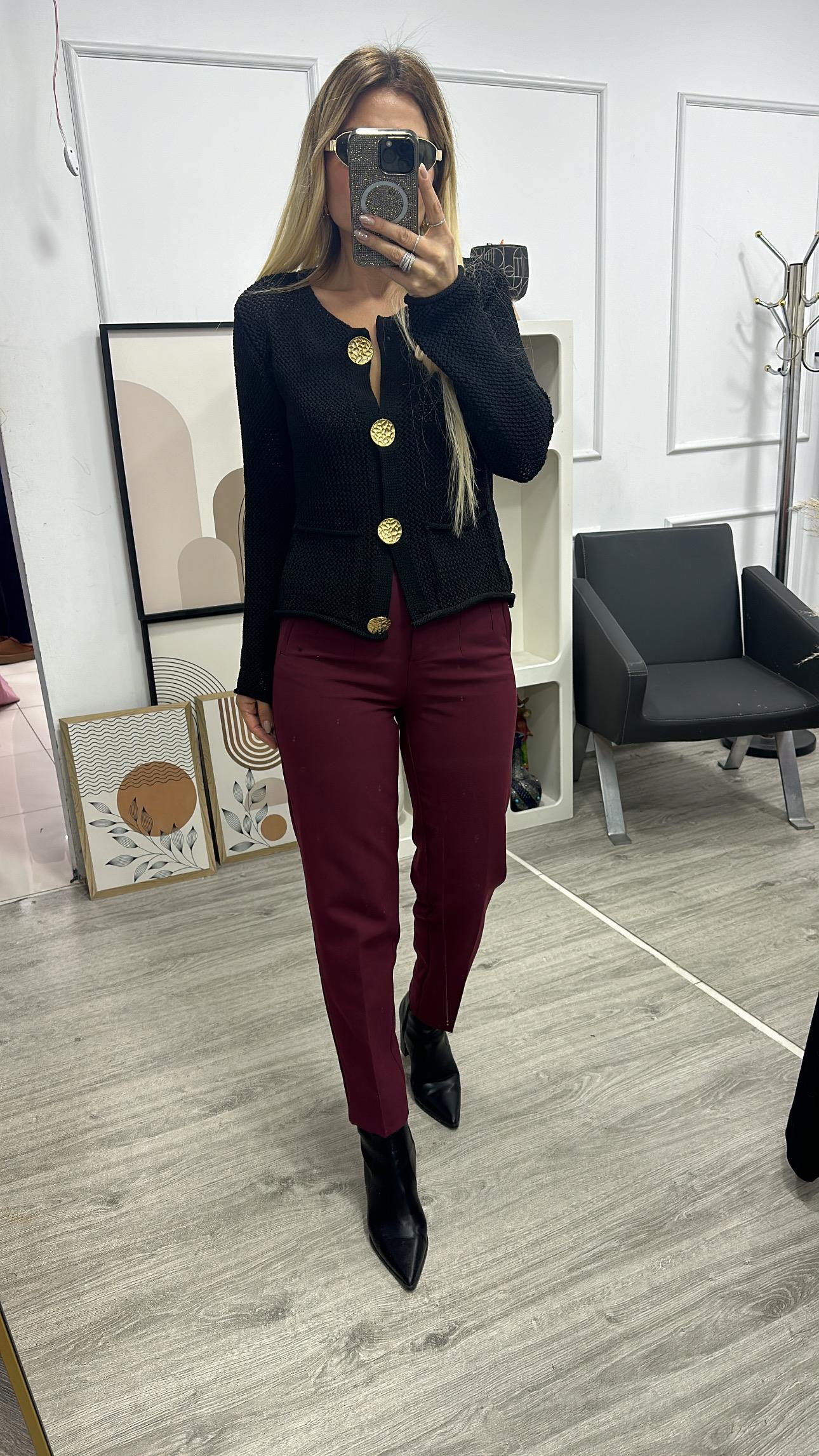 Bordo Filetolu Pantolon 