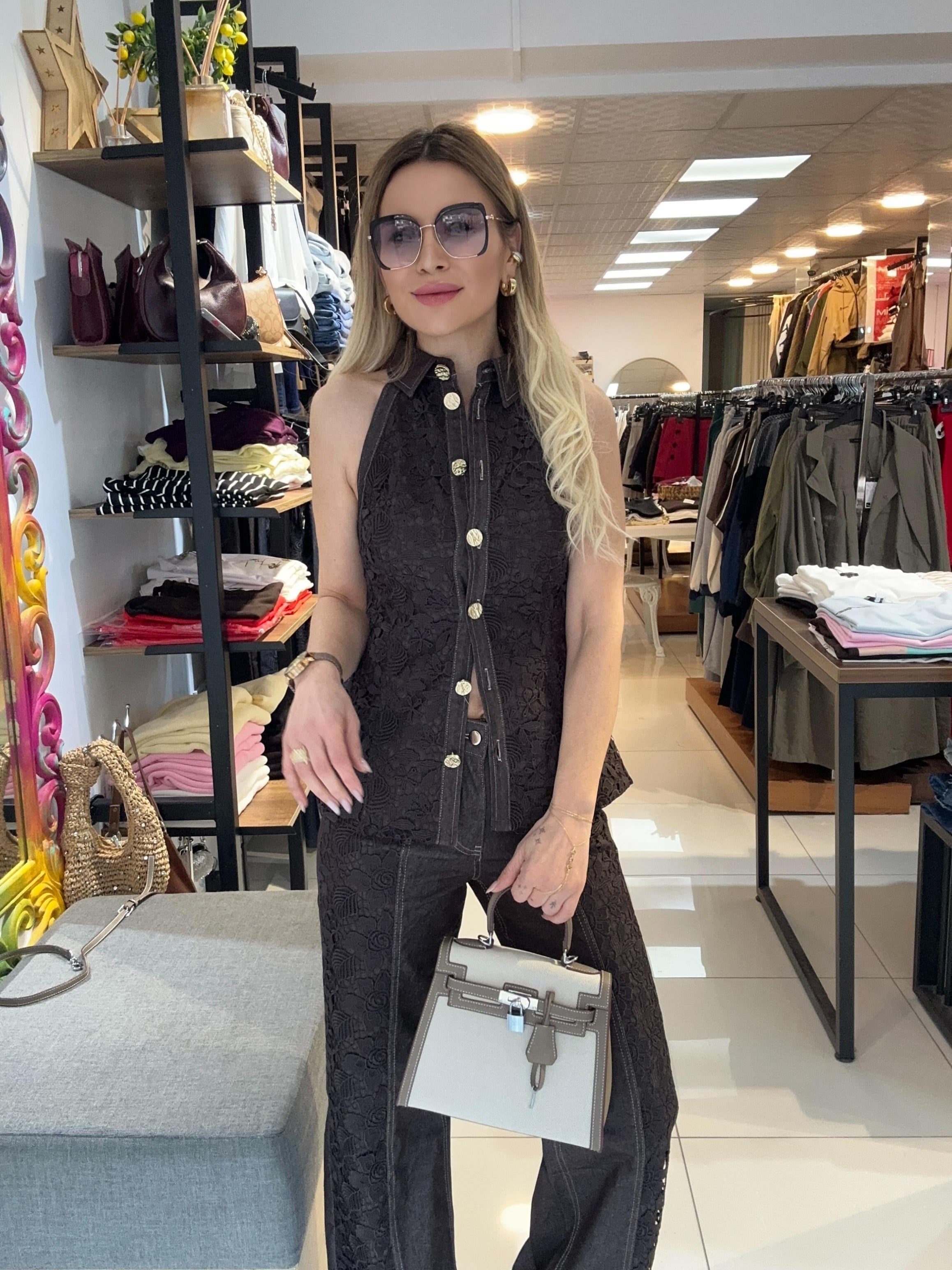 Dantel Garnili Kahve Takım