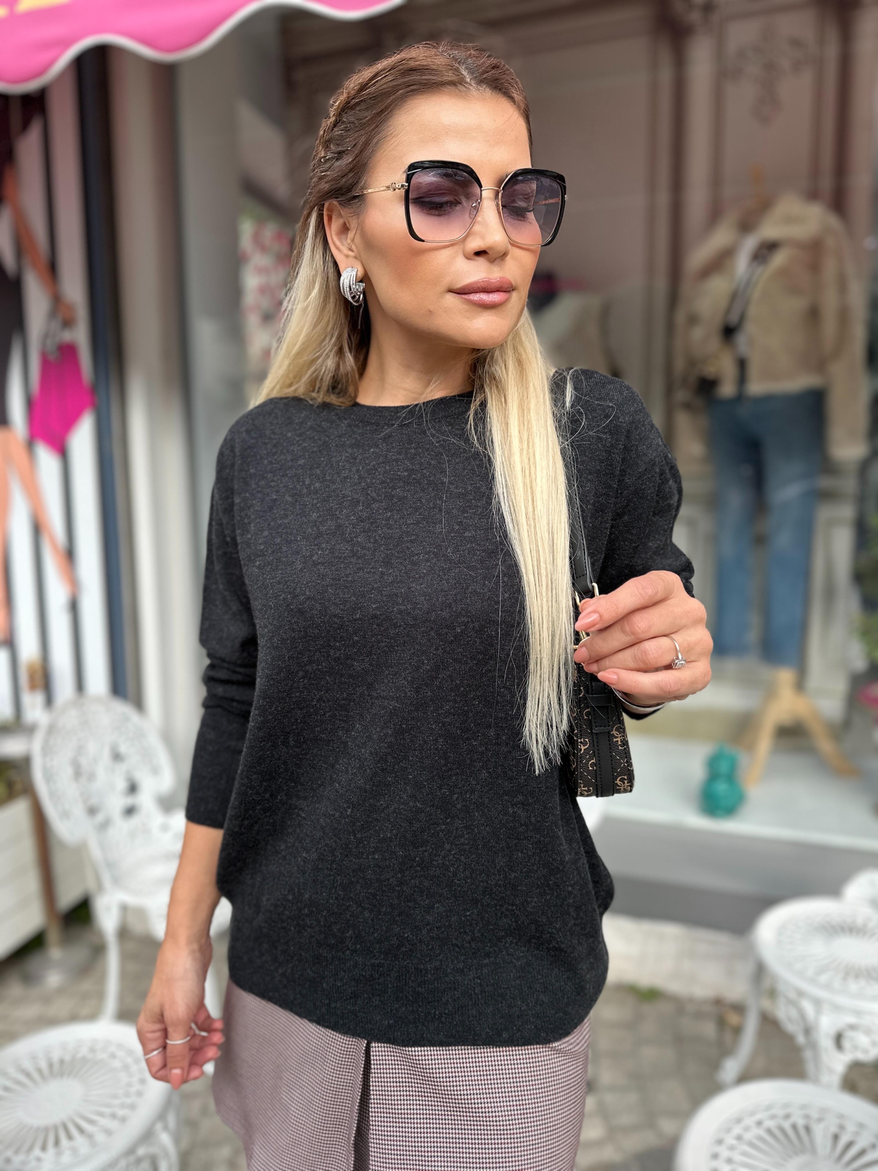 DLV Antrasit Bisiklet Yaka Triko