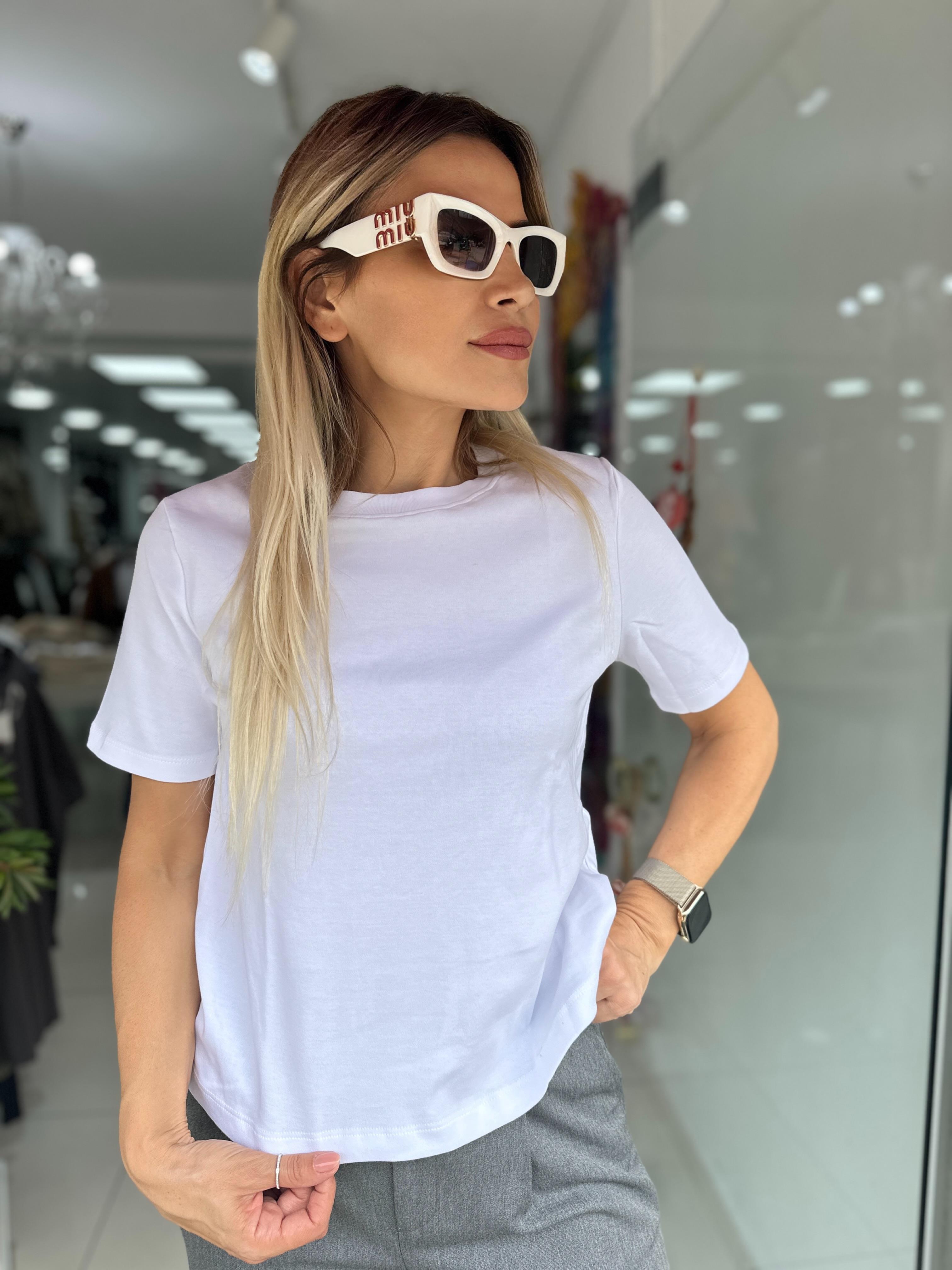 DLV Beyaz Bisiklet Yaka Tşhirt 