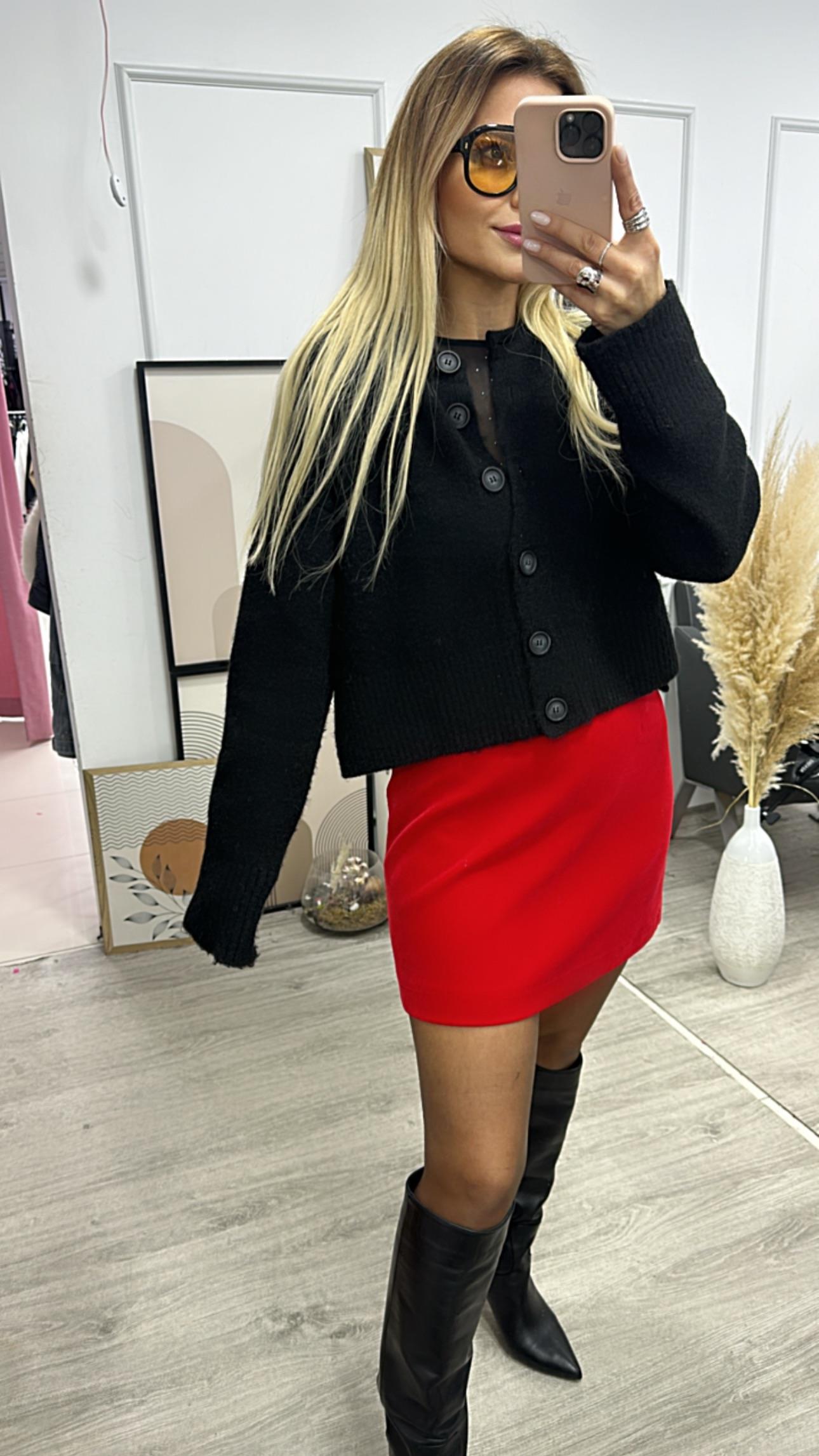 DLV Düğmeli Yumuşak Dokulu Yırtmaçlı Triko Hırka 