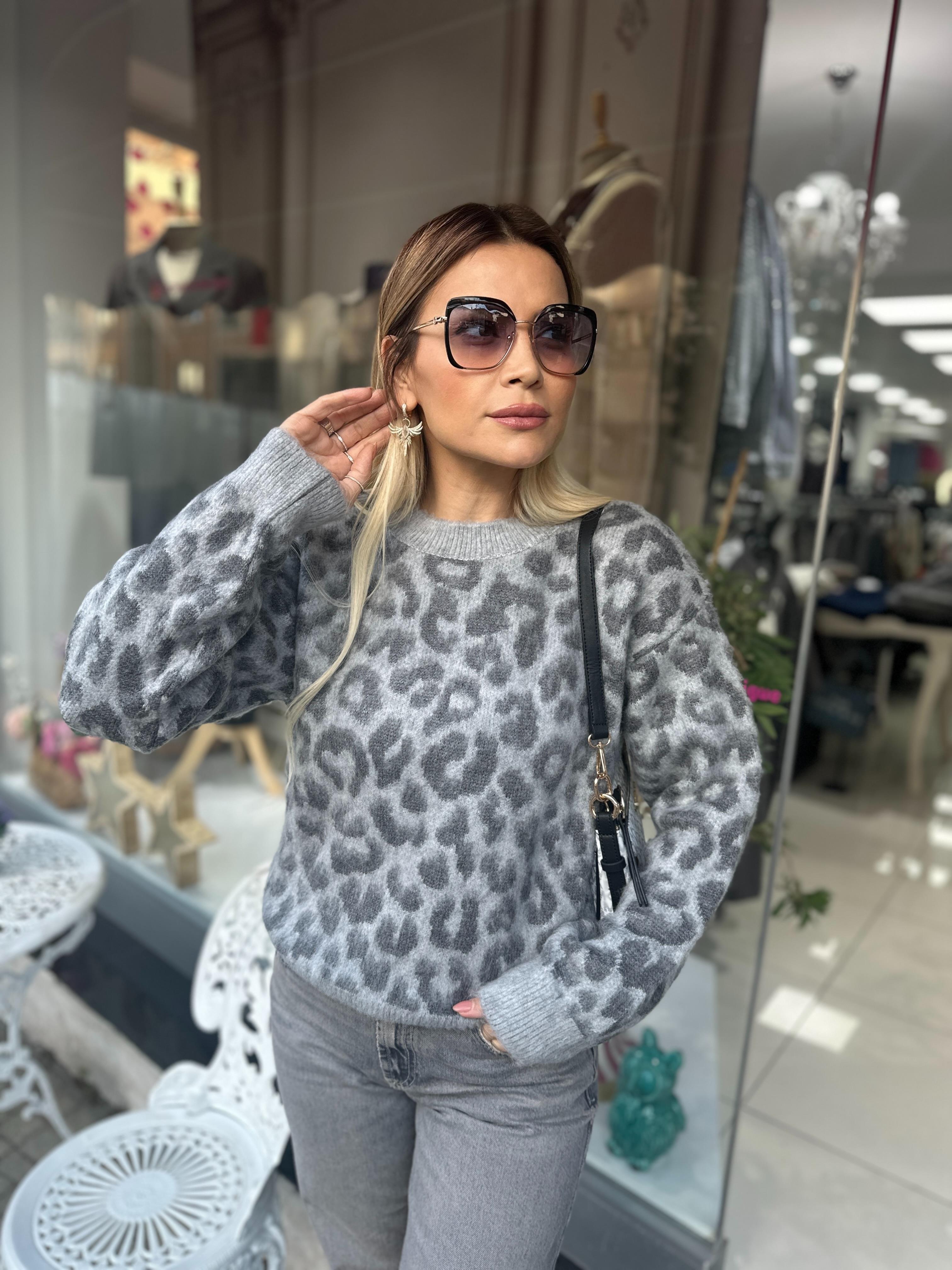 DLV Gri Leopar Desenli Kazak