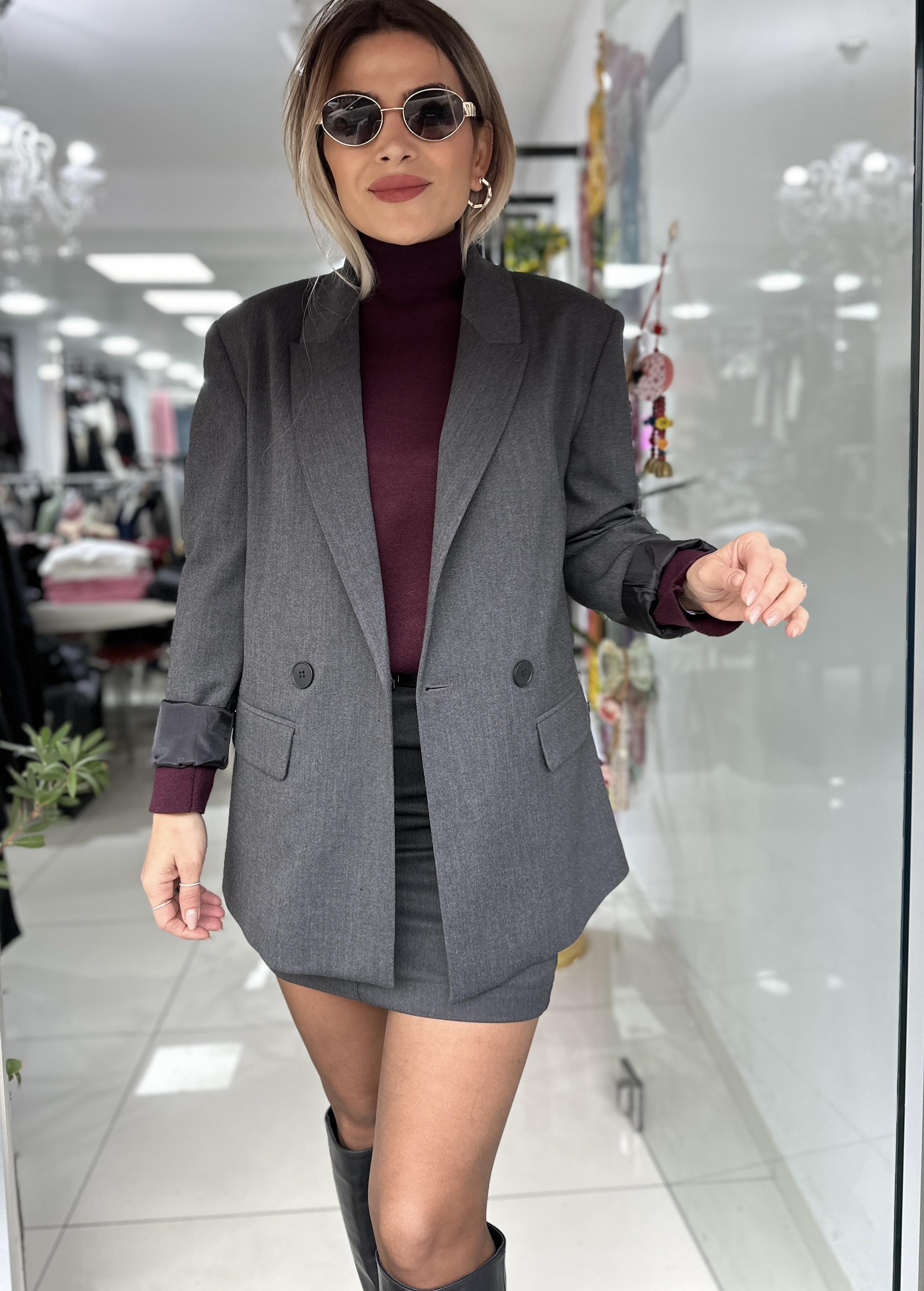 DLV Gri Oversize Blazer 