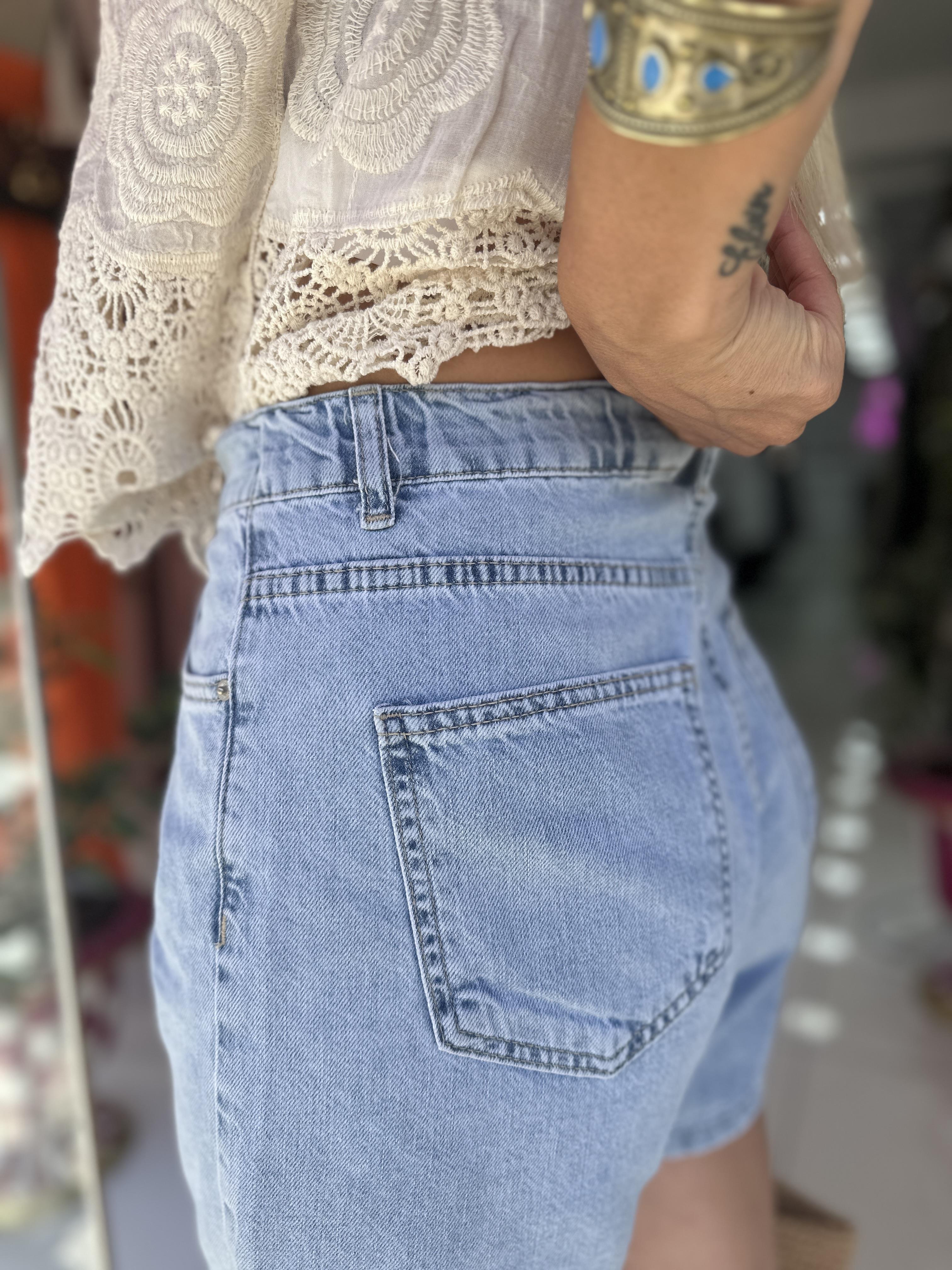 DLV Mavi Bel Lastik Şort