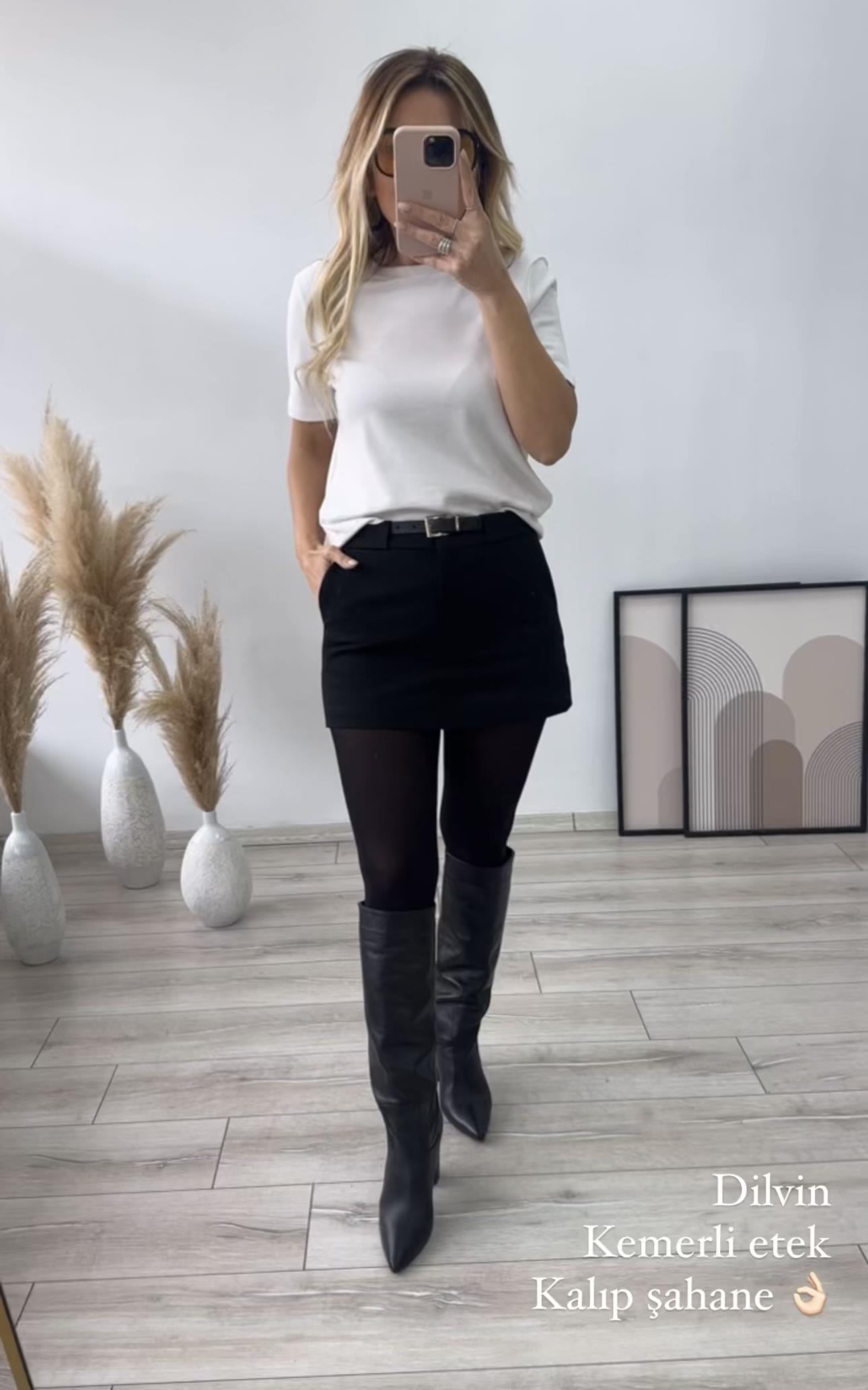 DLV Siyah Kemerli İçi Şortlu Etek 