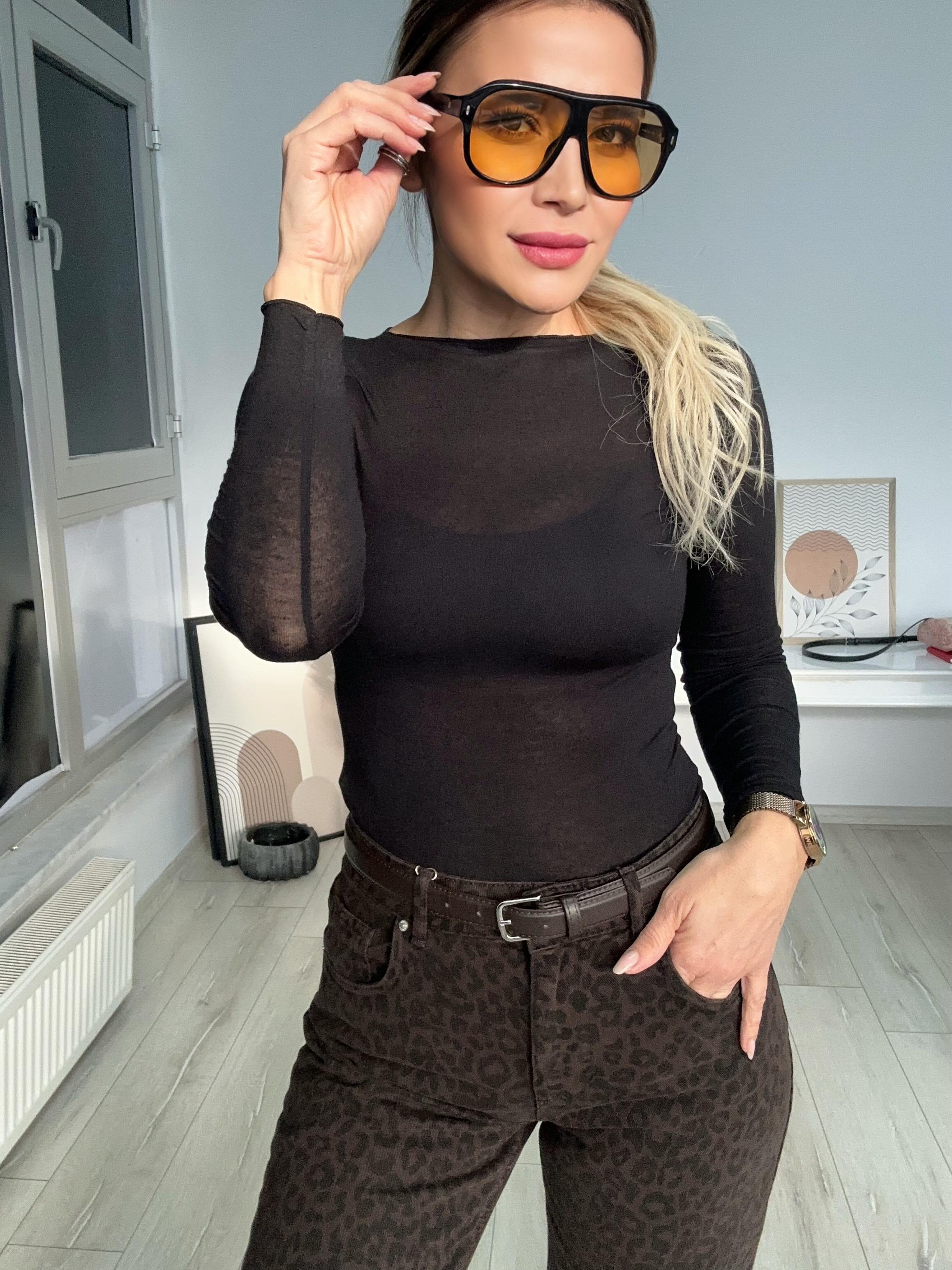 DLV Siyah Transparan Bluz