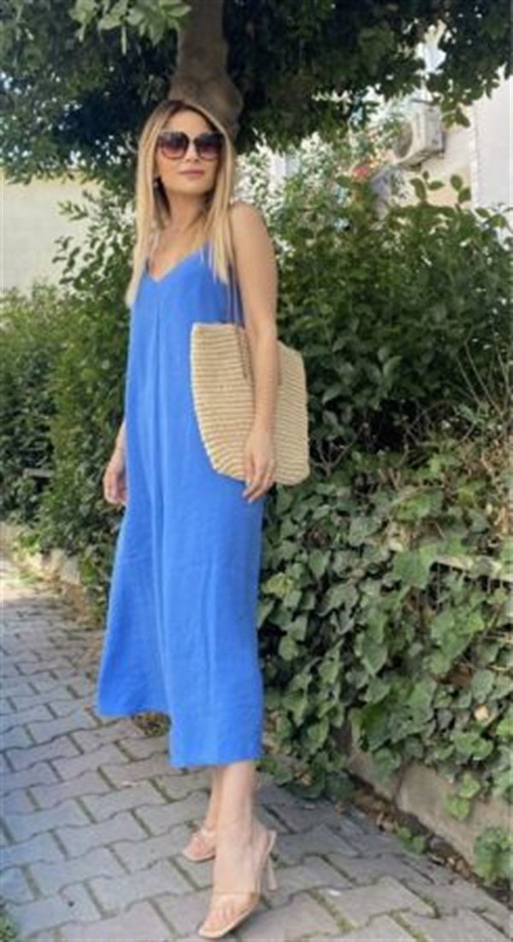 DY Mavi Askılı Elbise