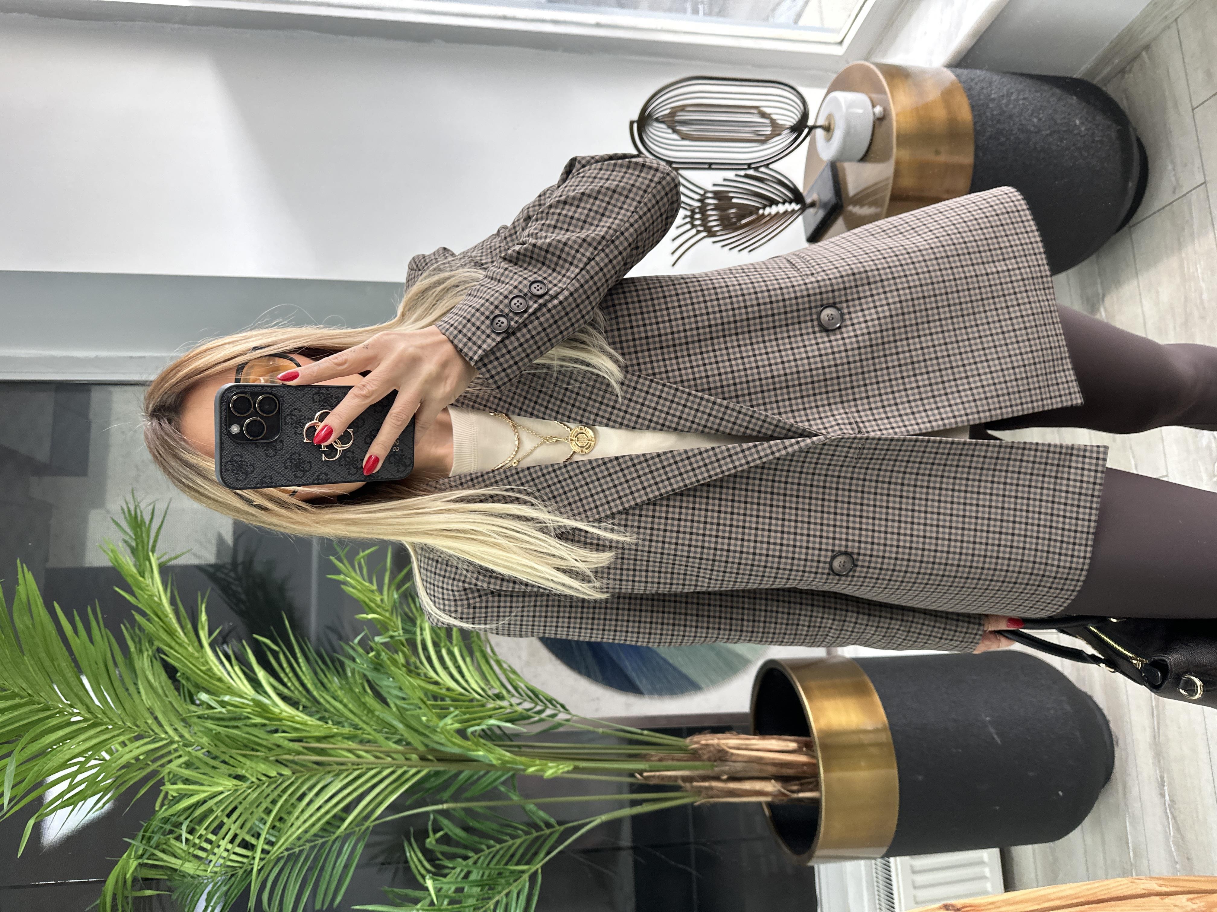Ekose Desenli Blazer Ceket