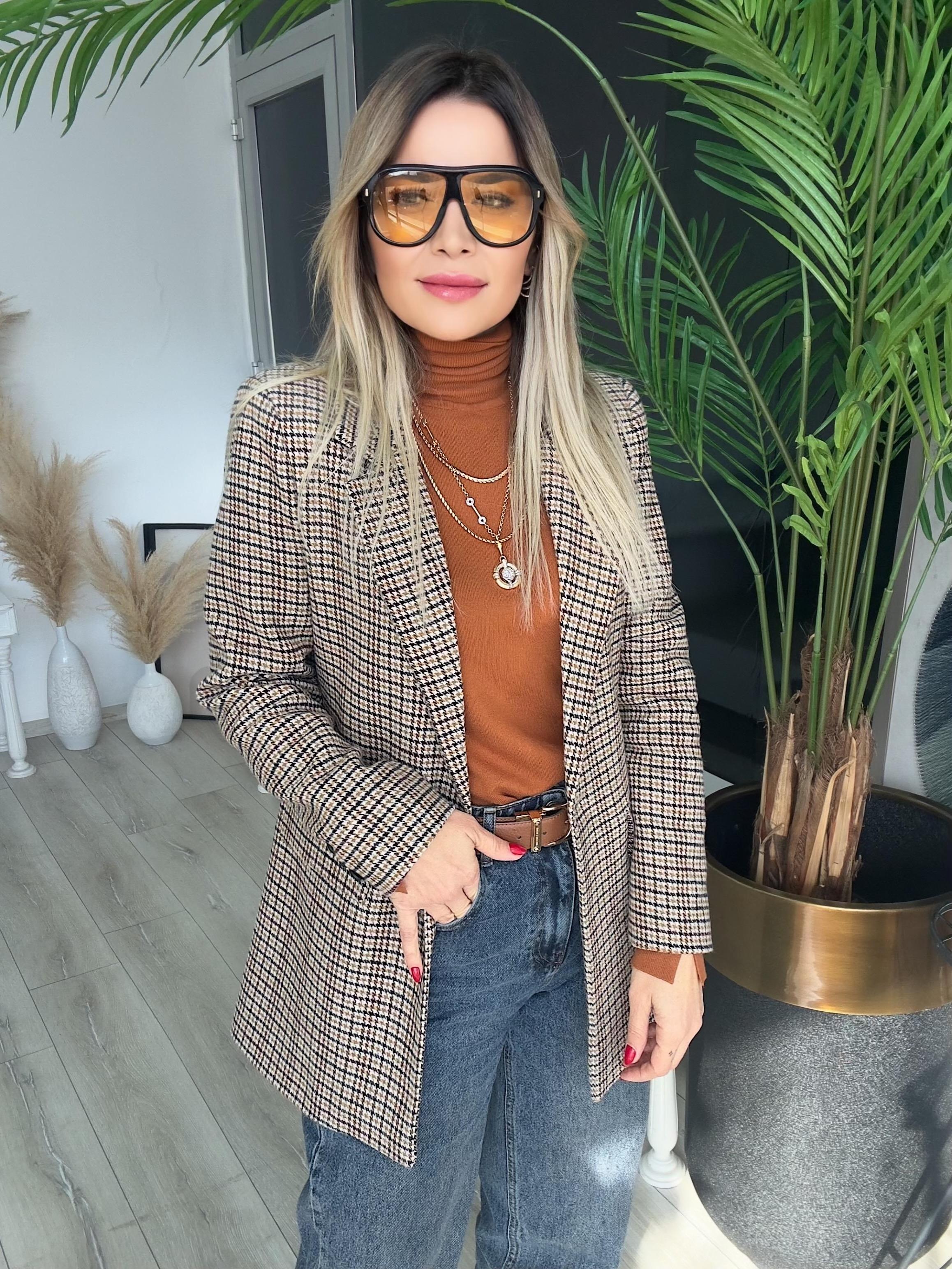 Ekose Desenli Blazer Ceket