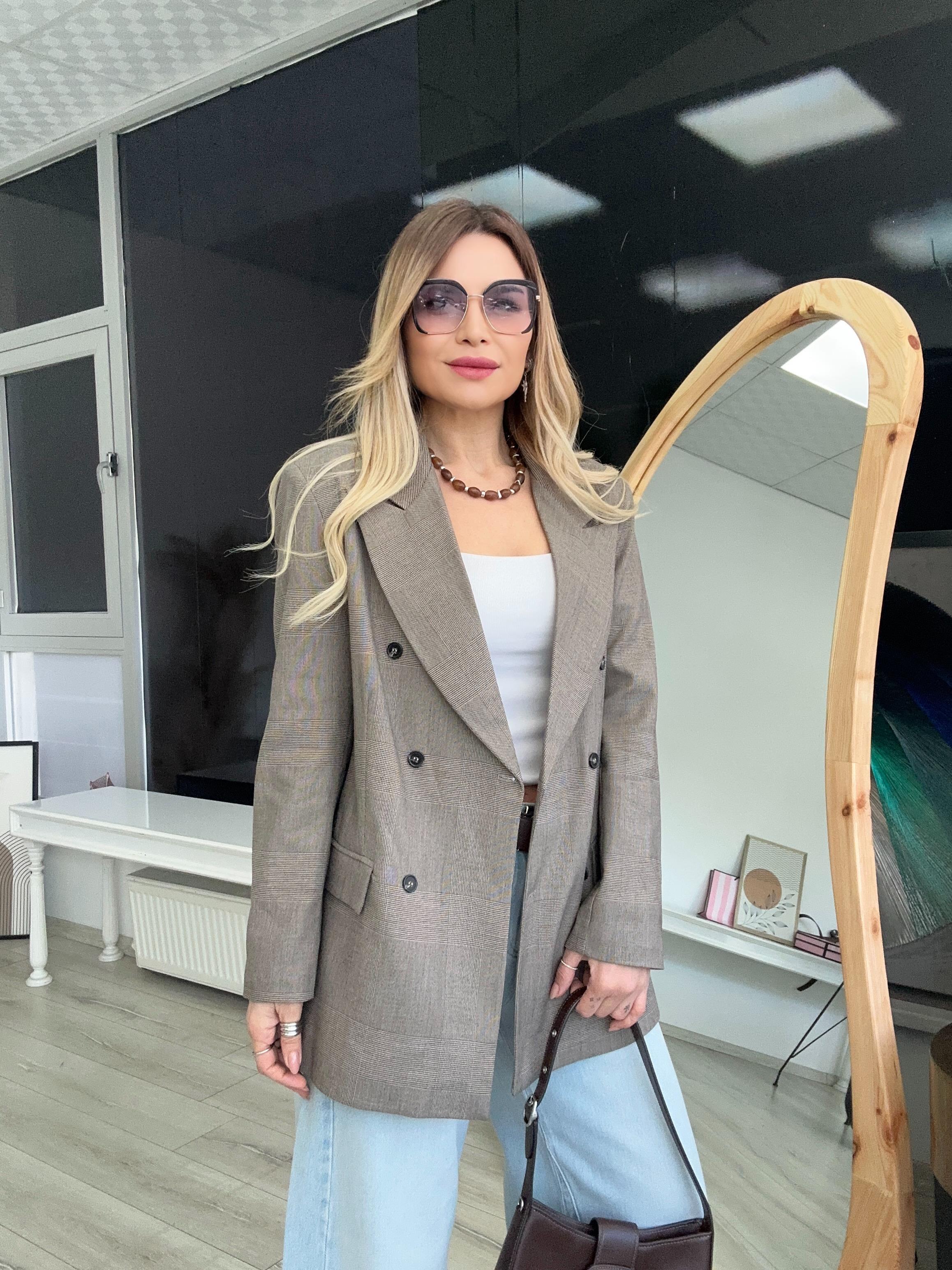 Ekose Desenli Vatkalı Blazer 
