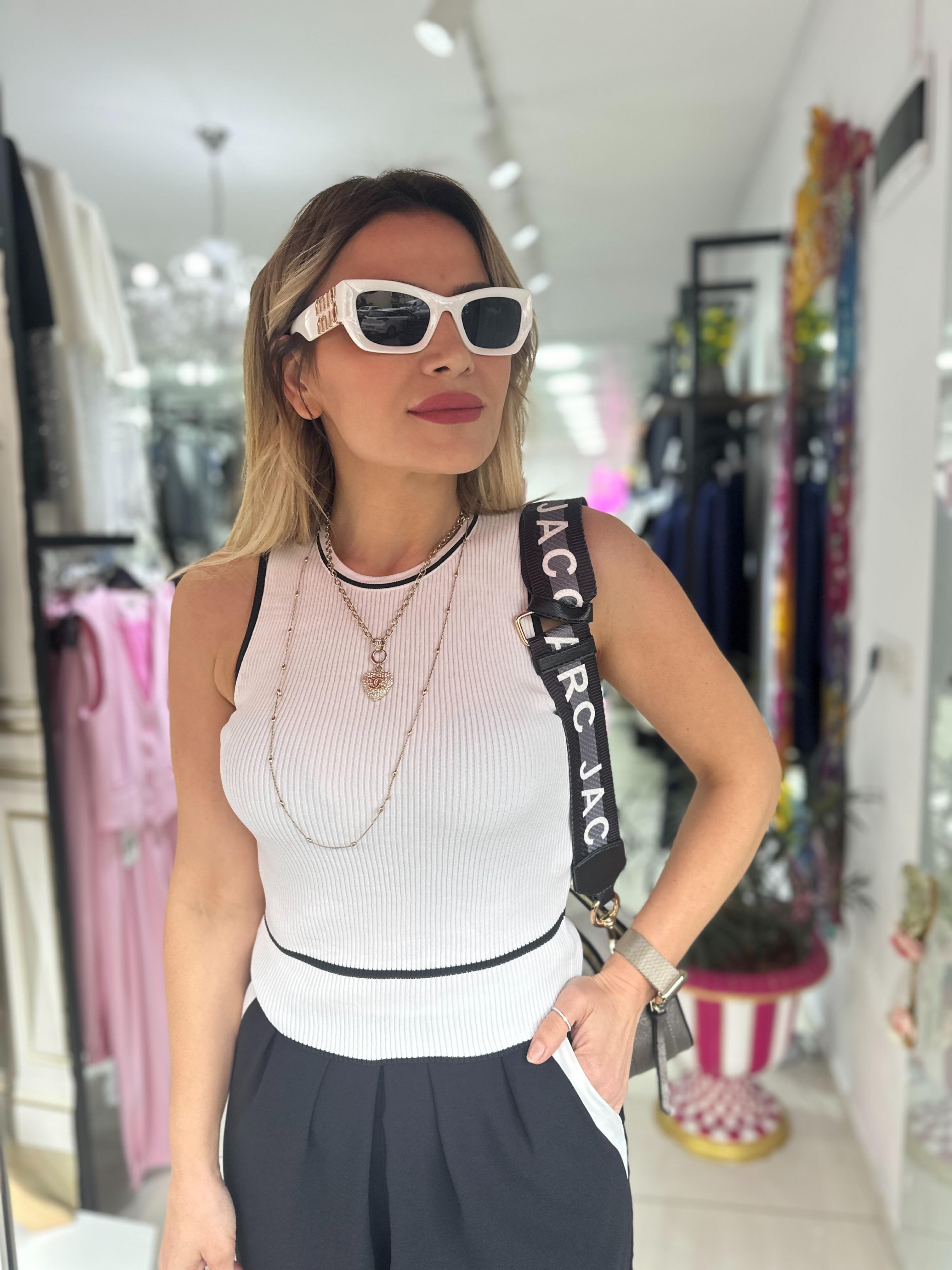 Ekru Bisiklet Yaka Fitilli Atlet 