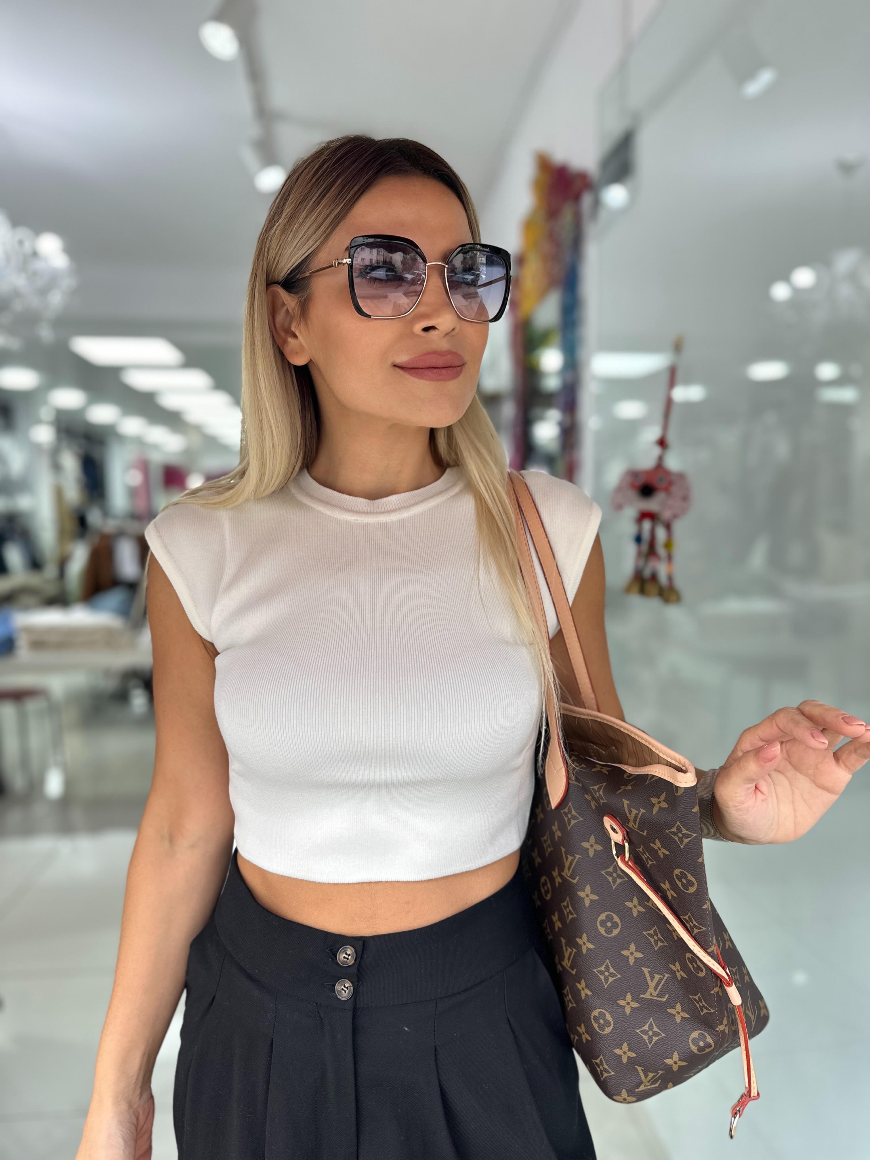 Ekru Bisiklet Yaka Triko Crop 