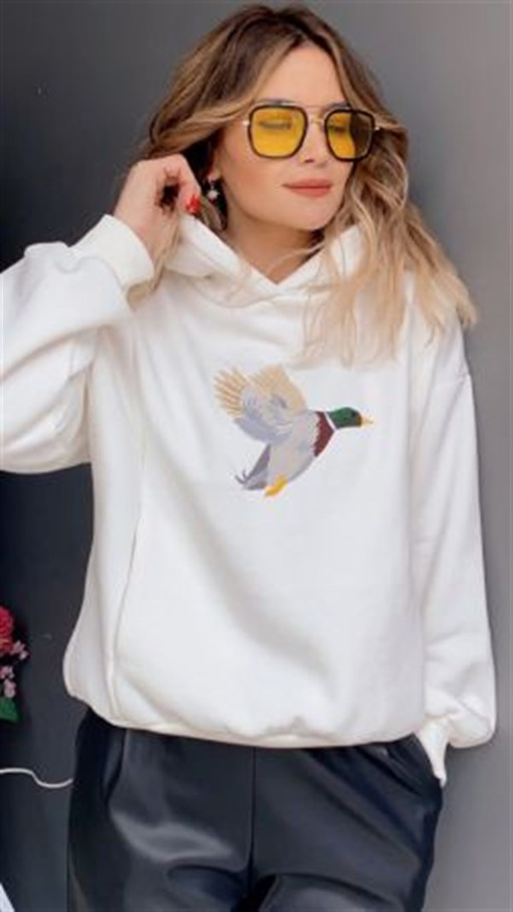 EKRU KUŞ NAKIŞ SWEAT