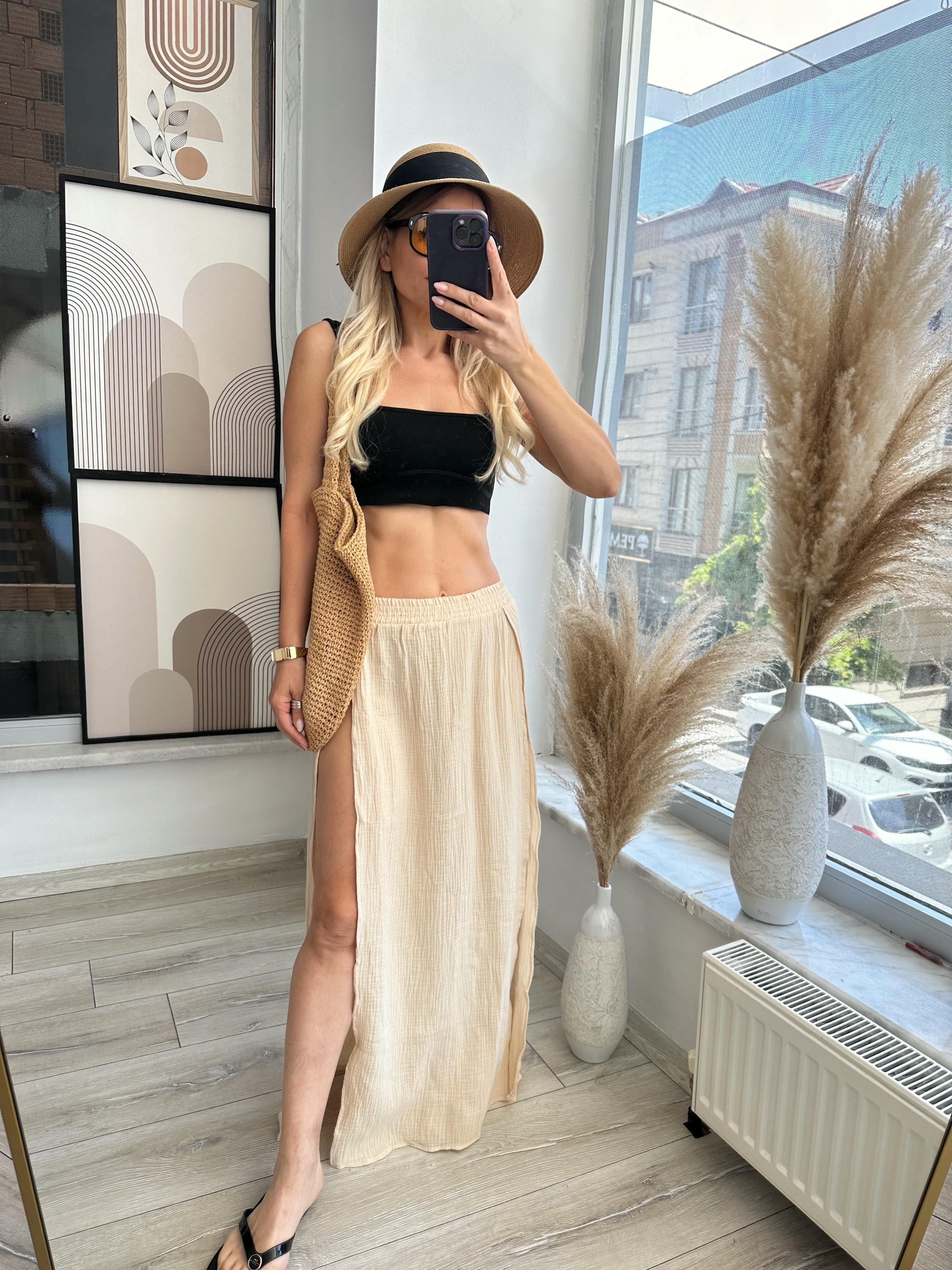 Ekru Müslin Kumaş Pareo