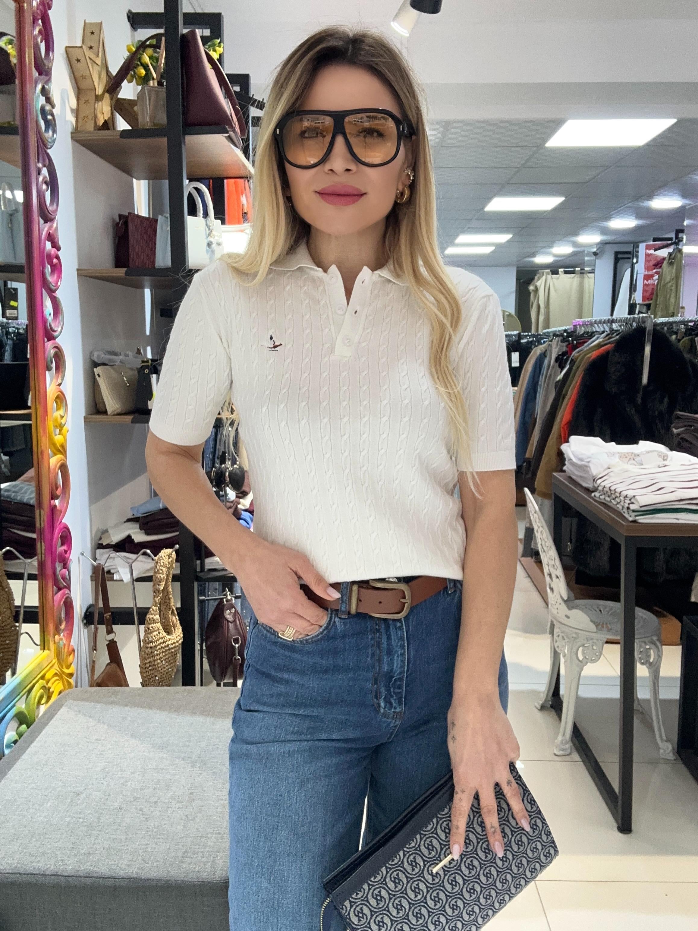 Ekru Polo Yaka Triko