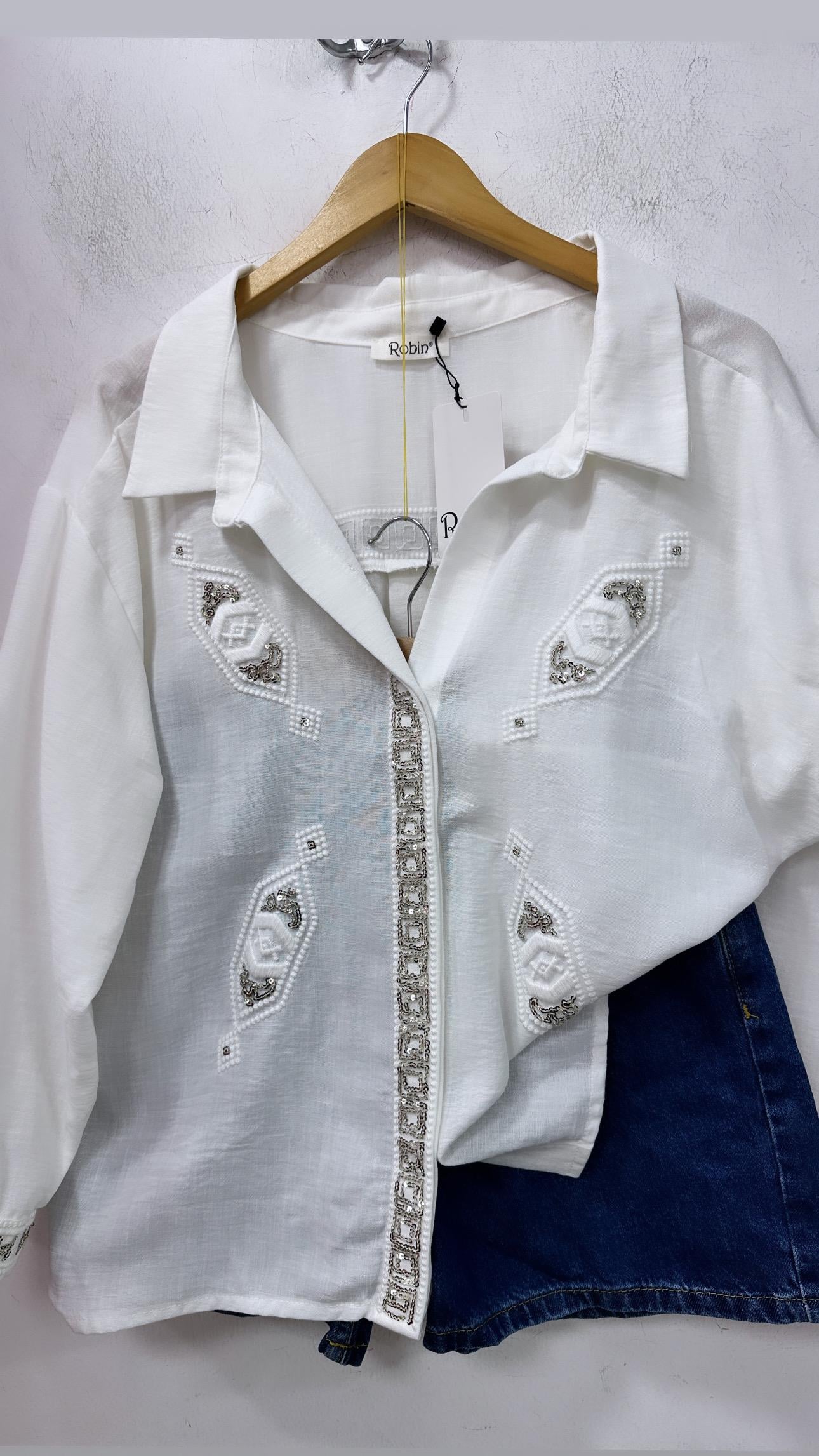 Ekru Pullu Gömlek 