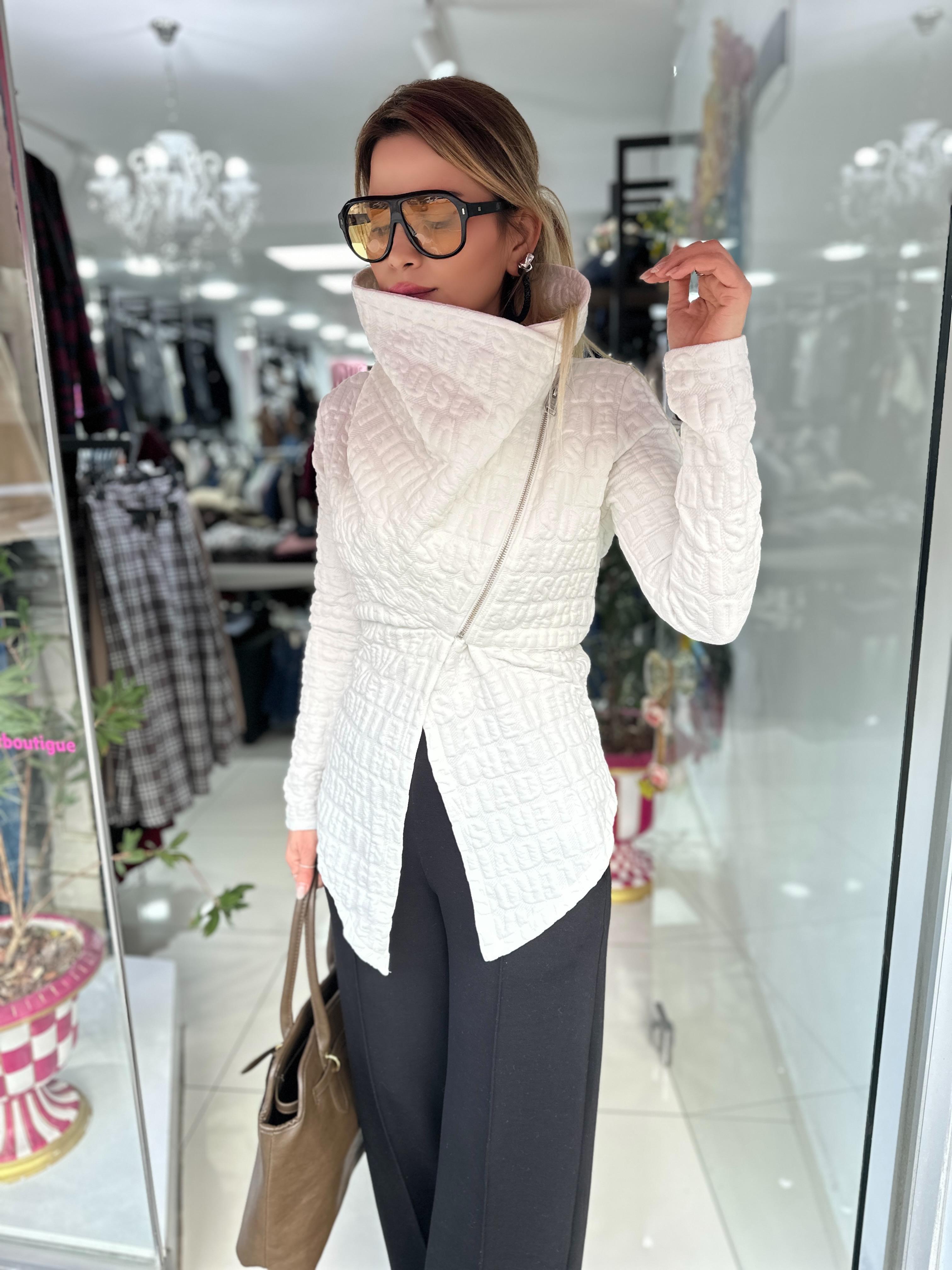 Ekru Tasarım Fermuarlı Ceket