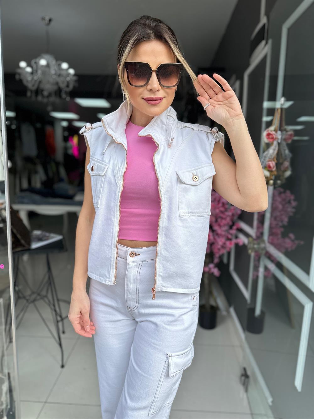 FC Ekru Rose Gold Düğme Yelek 