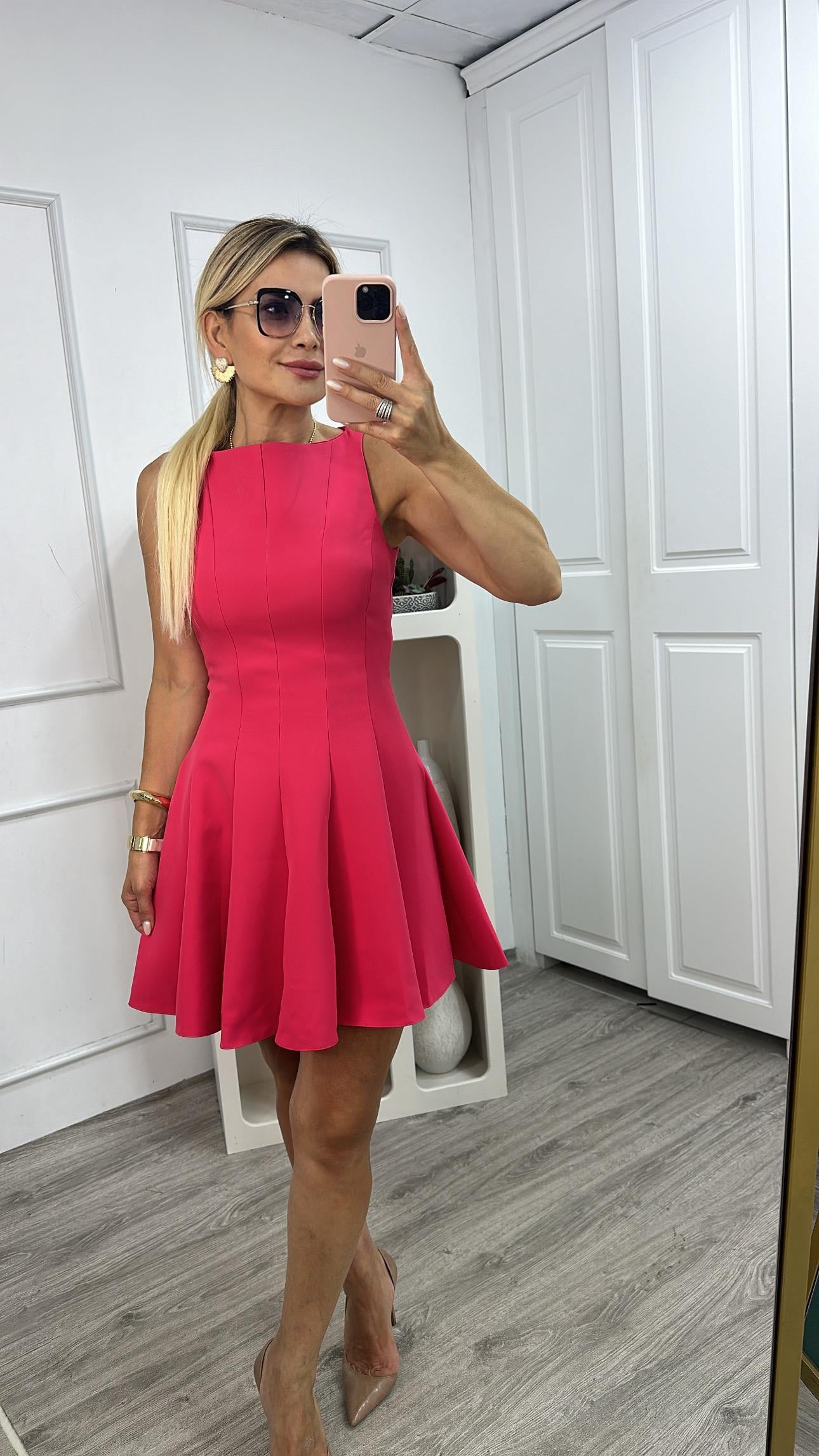 FK Pembe Eteği Volanlı Elbise