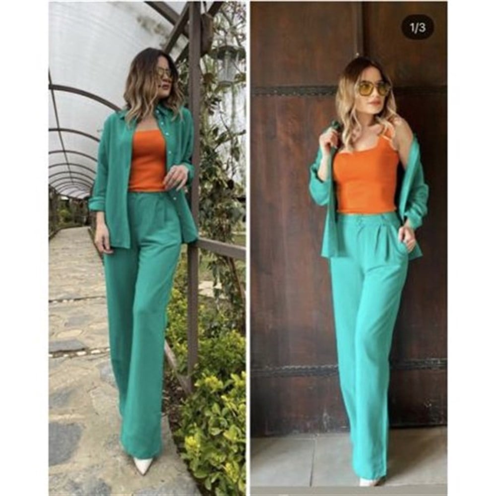FW Yeşil Keten Pantolon